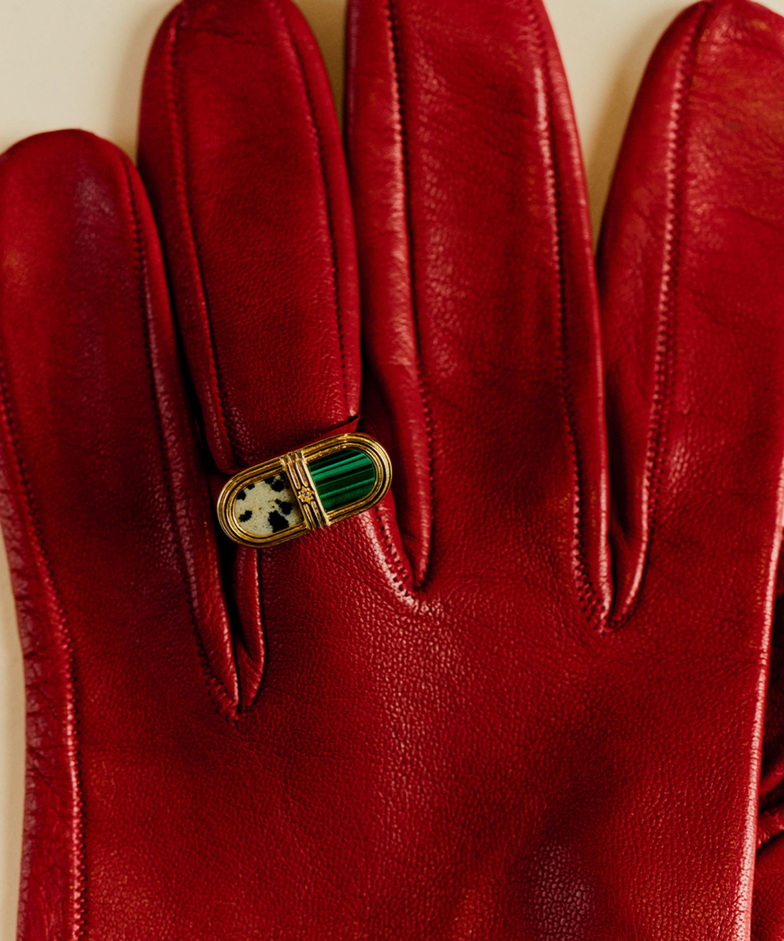 Astley Clarke - 18ct Gold-Plated Jasper Signet Ring x Laura Jackson image number 5