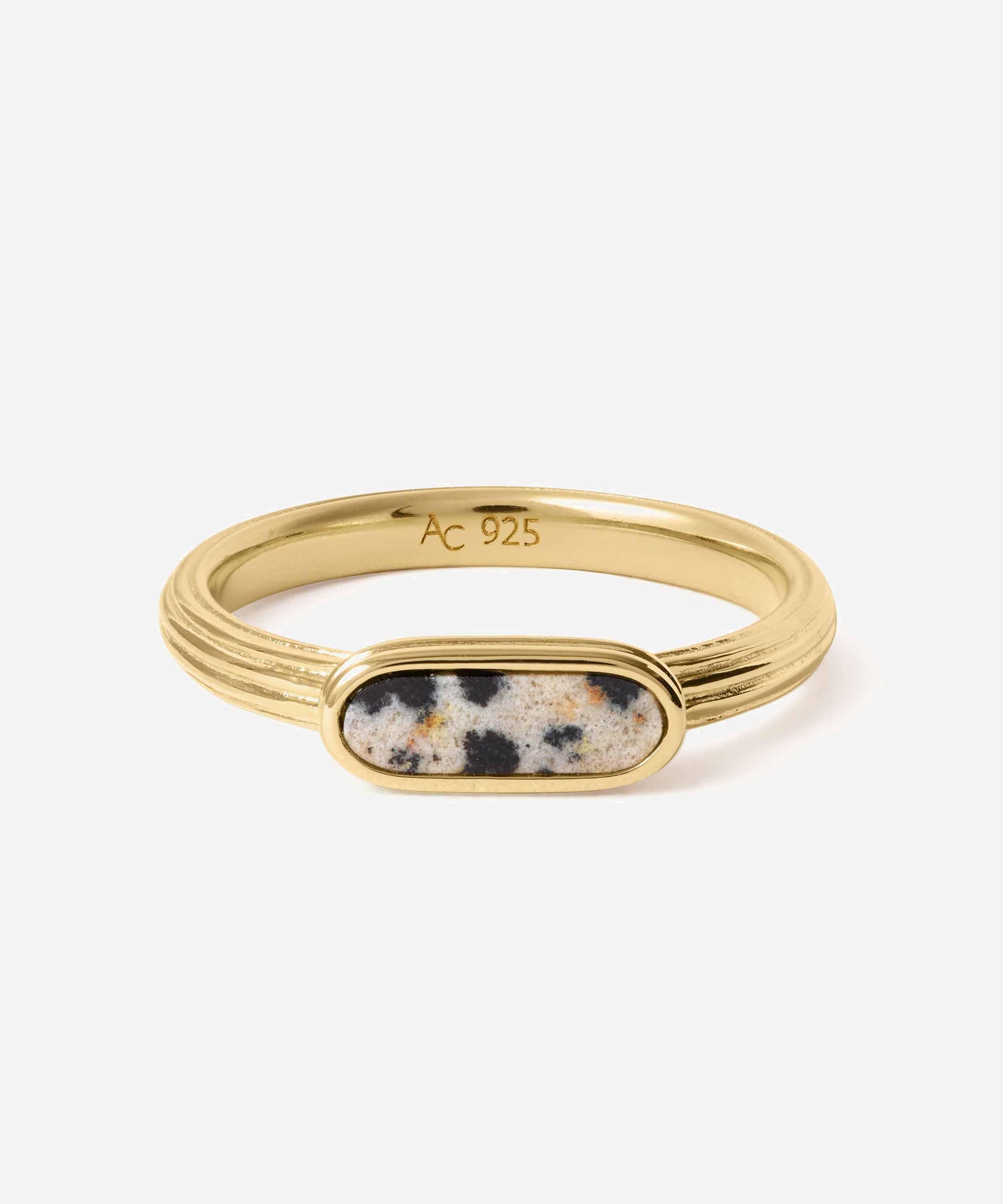 Astley Clarke - 18ct Gold-Plated Jasper Ridged Ring x Laura Jackson image number 0