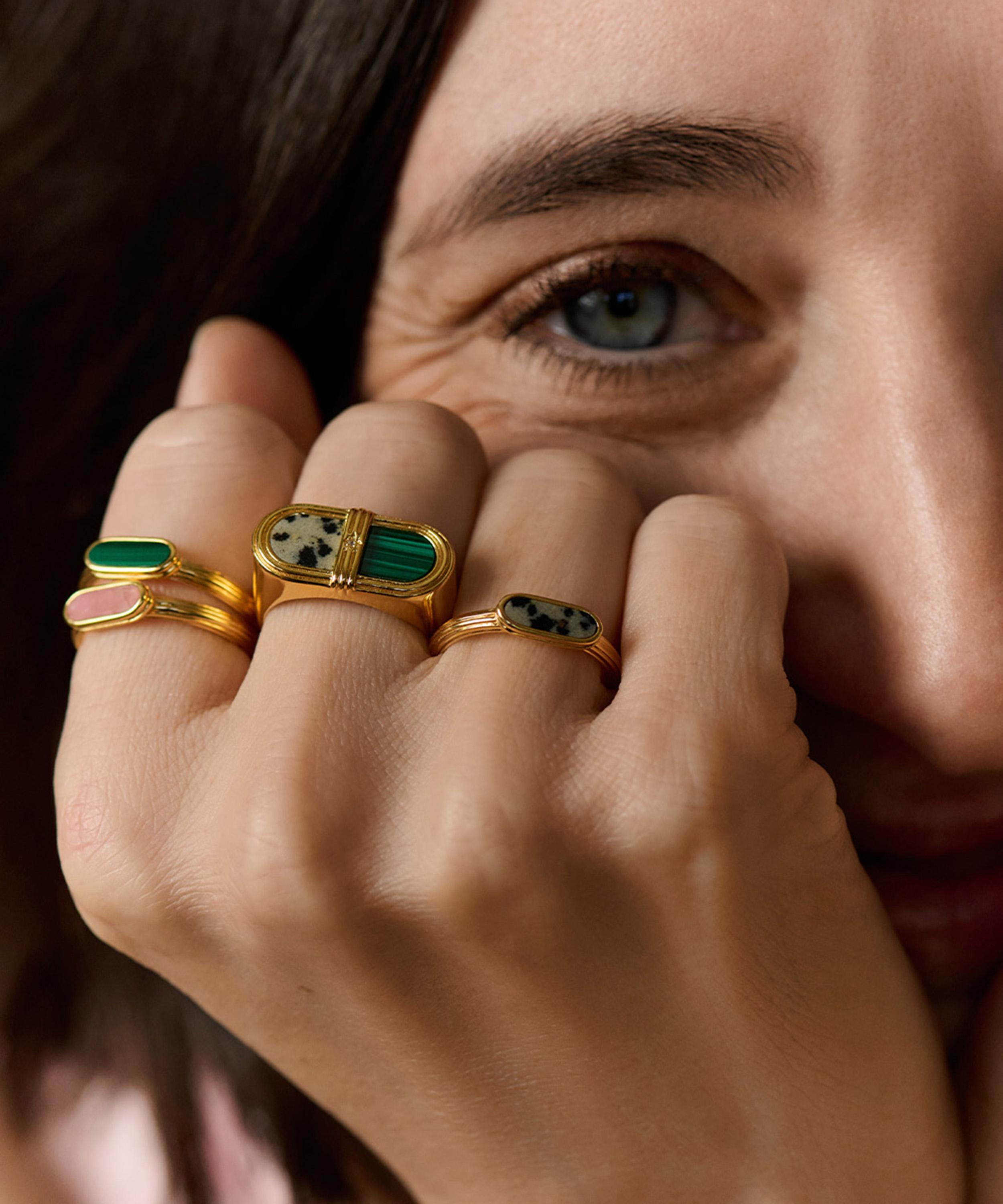 Astley Clarke - 18ct Gold-Plated Jasper Ridged Ring x Laura Jackson image number 2