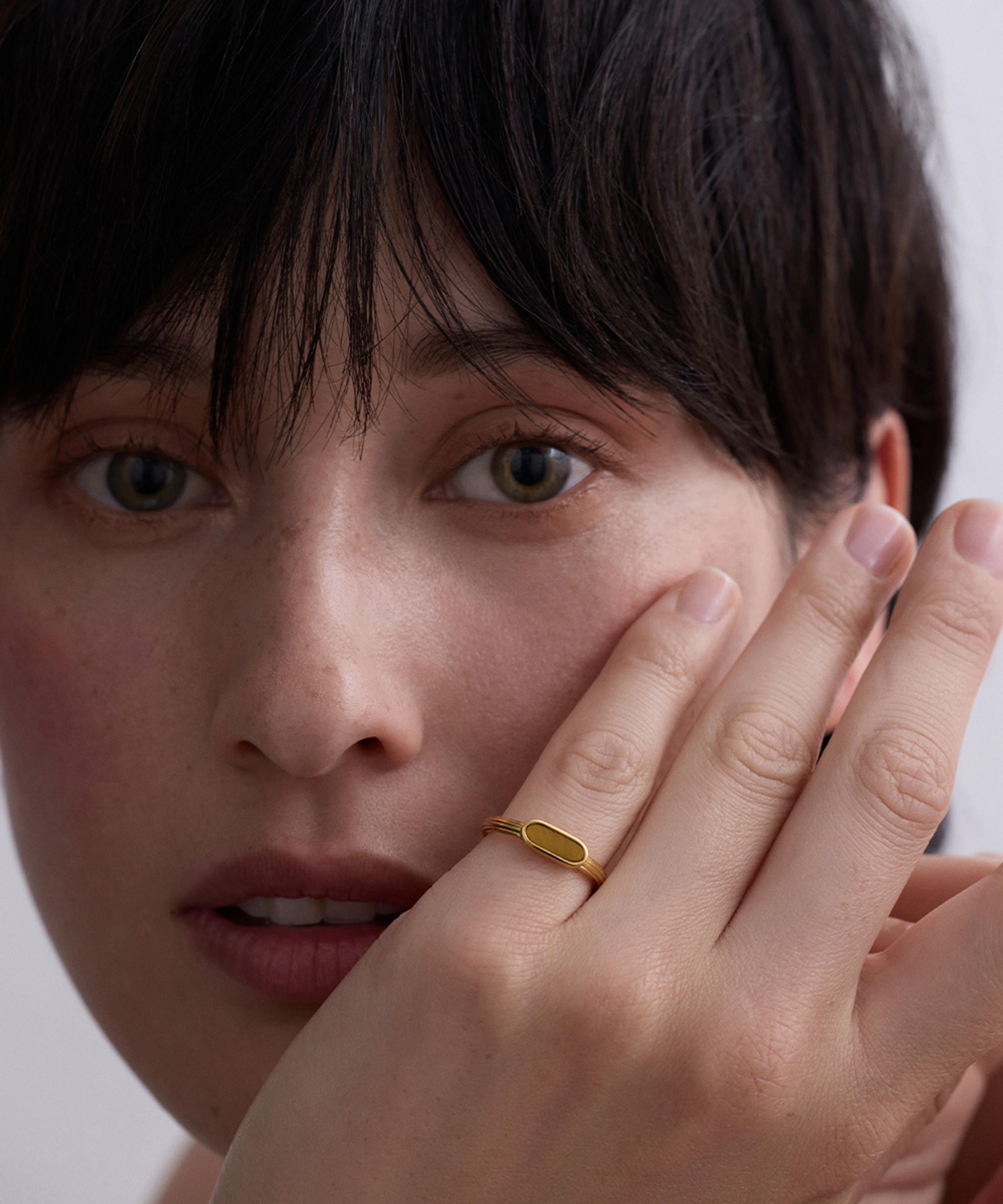 Astley Clarke - 18ct Gold-Plated Tiger's Eye Ridged Ring x Laura Jackson image number 1