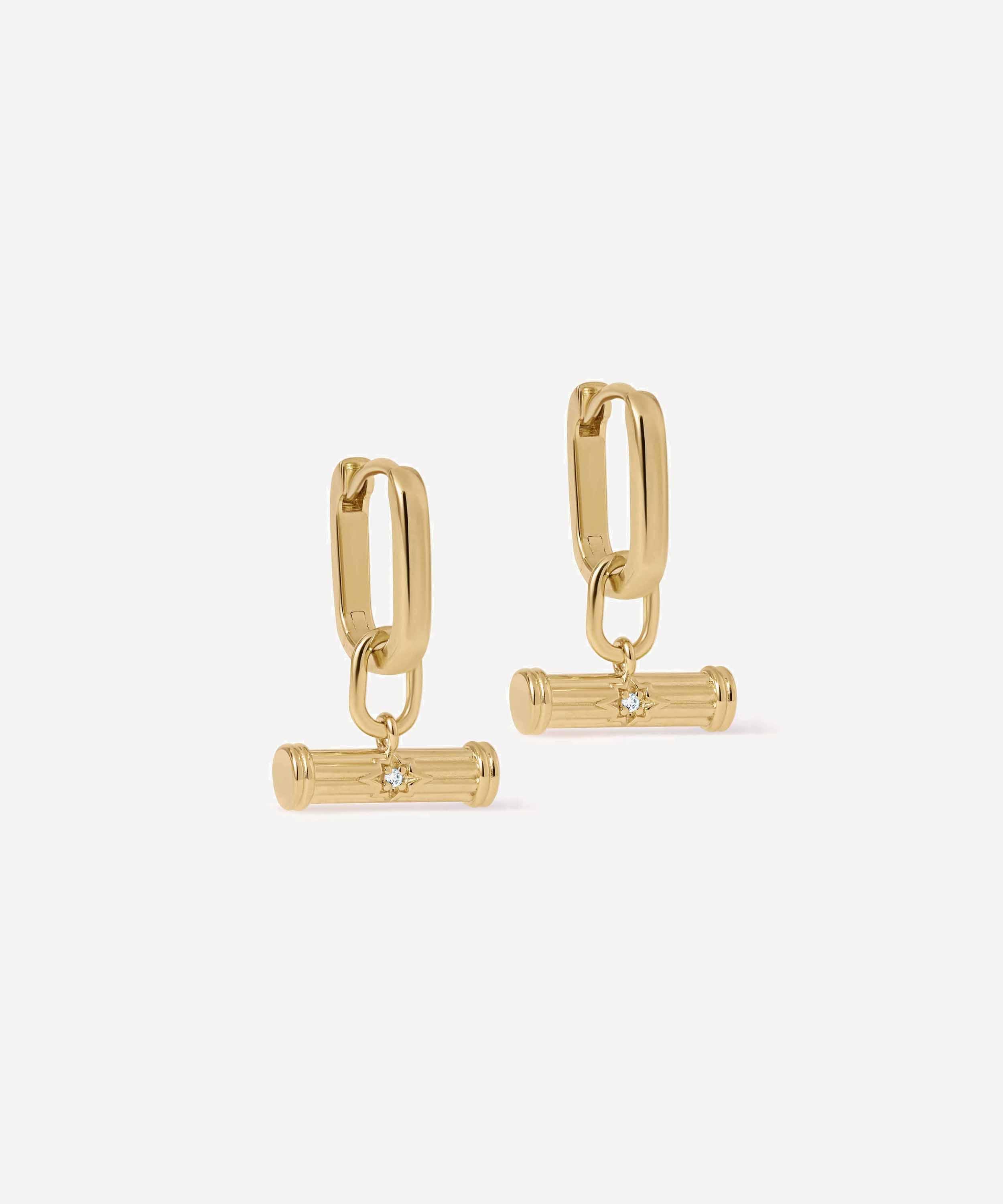 Astley Clarke - 18ct Gold-Plated T-Bar Huggie Earrings x Laura Jackson image number 0