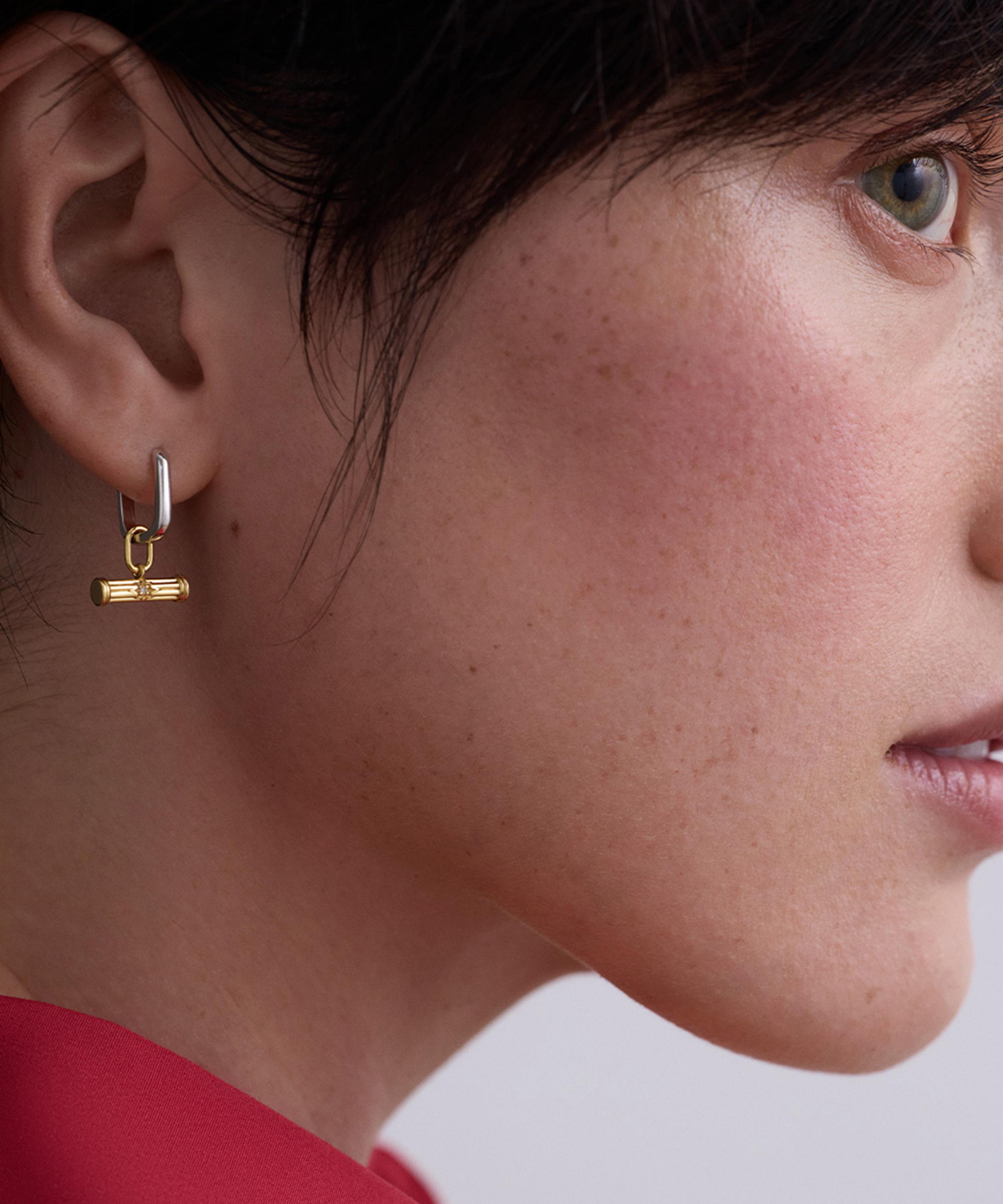 Astley Clarke - 18ct Gold-Plated Mixed Metal T-Bar Huggie Earrings x Laura Jackson image number 1