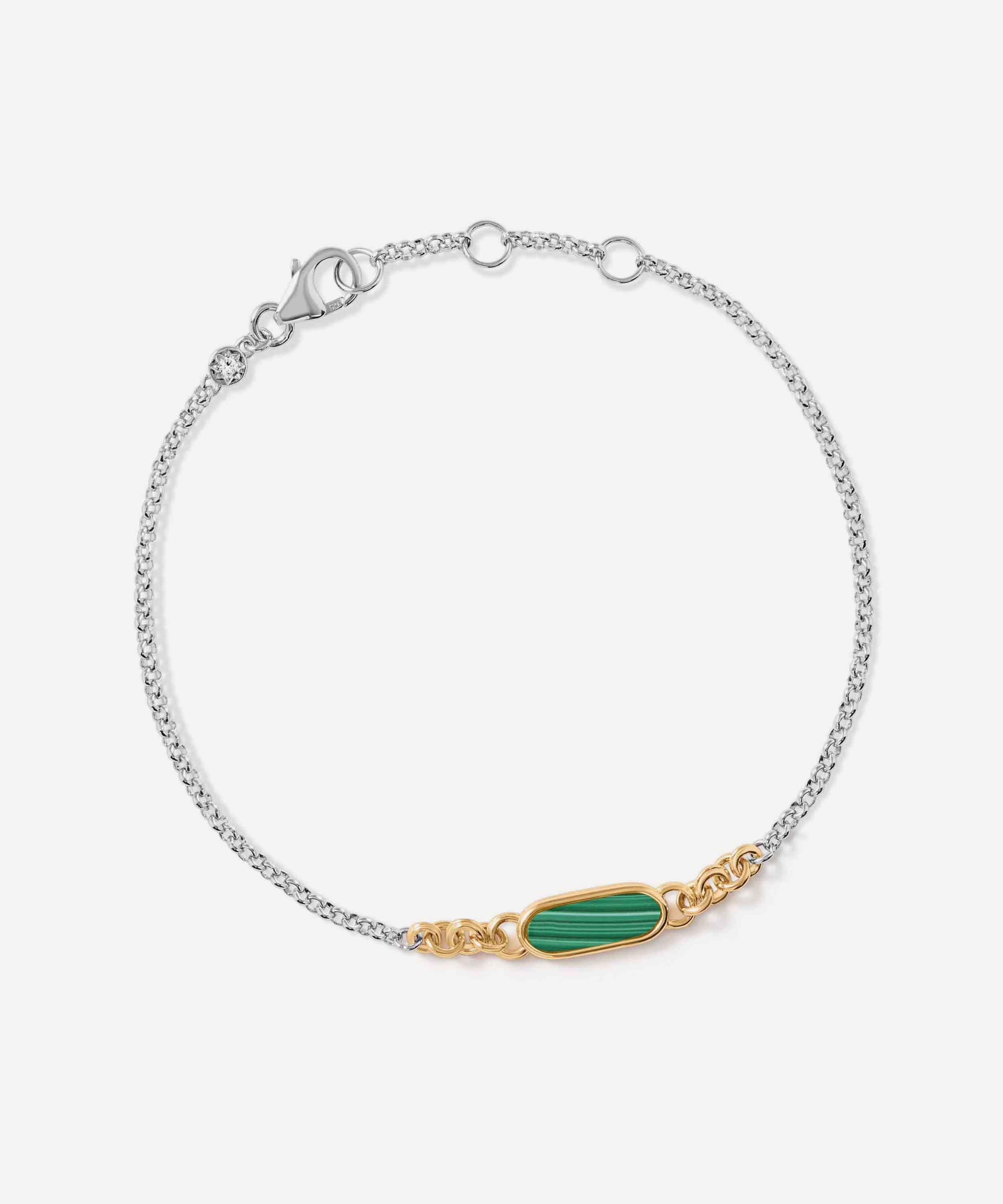 Astley Clarke - 18ct Gold-Plated Malachite Bar Bracelet x Laura Jackson image number 0