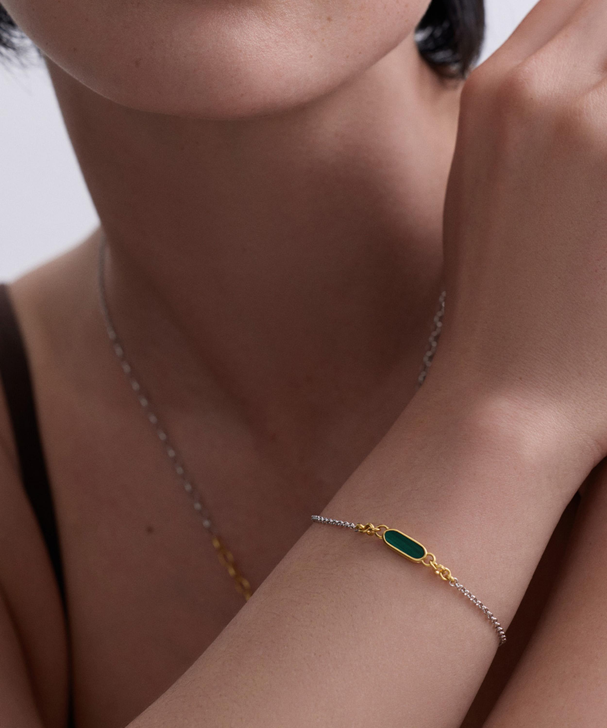 Astley Clarke - 18ct Gold-Plated Malachite Bar Bracelet x Laura Jackson image number 1
