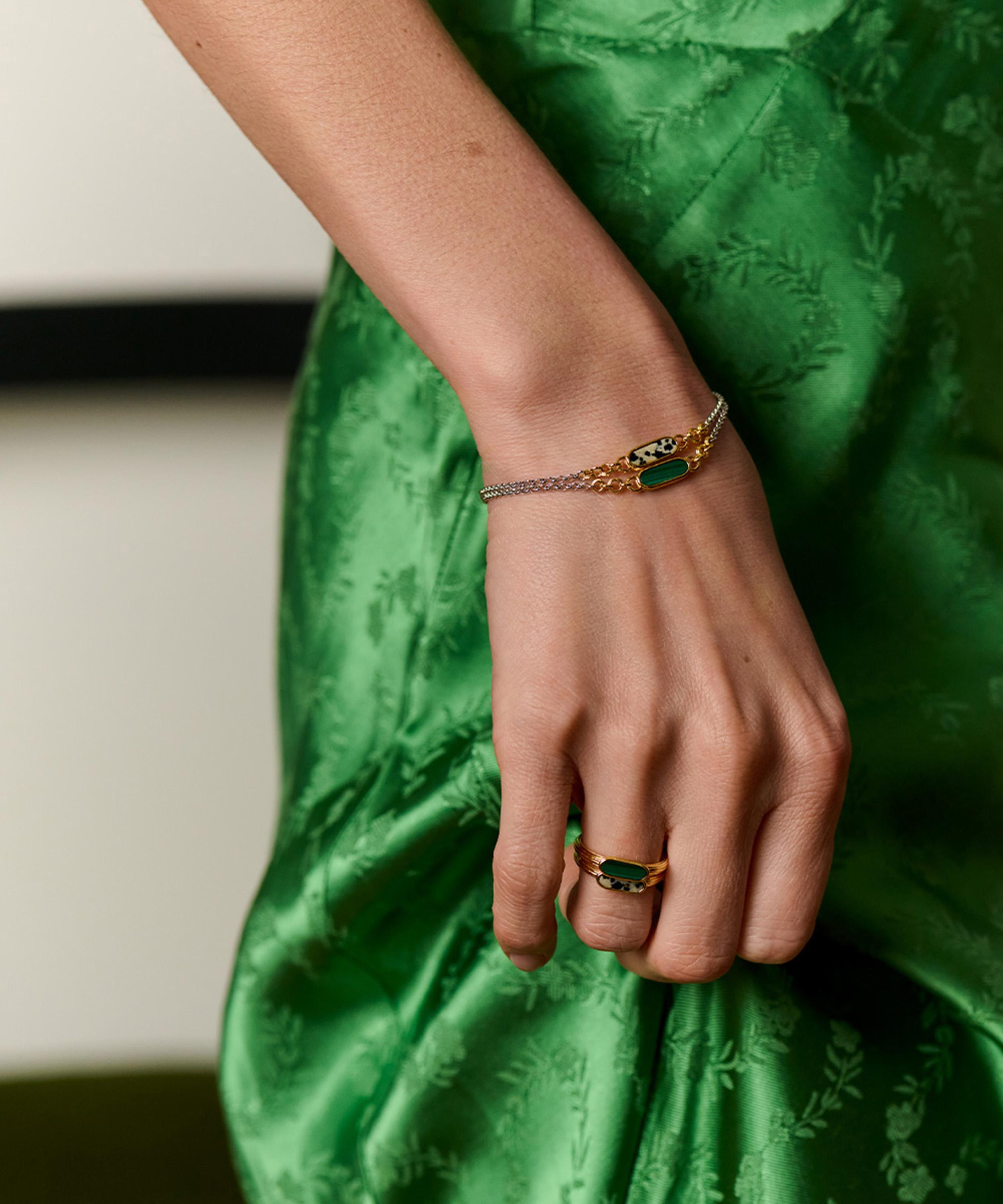Astley Clarke - 18ct Gold-Plated Malachite Bar Bracelet x Laura Jackson image number 2