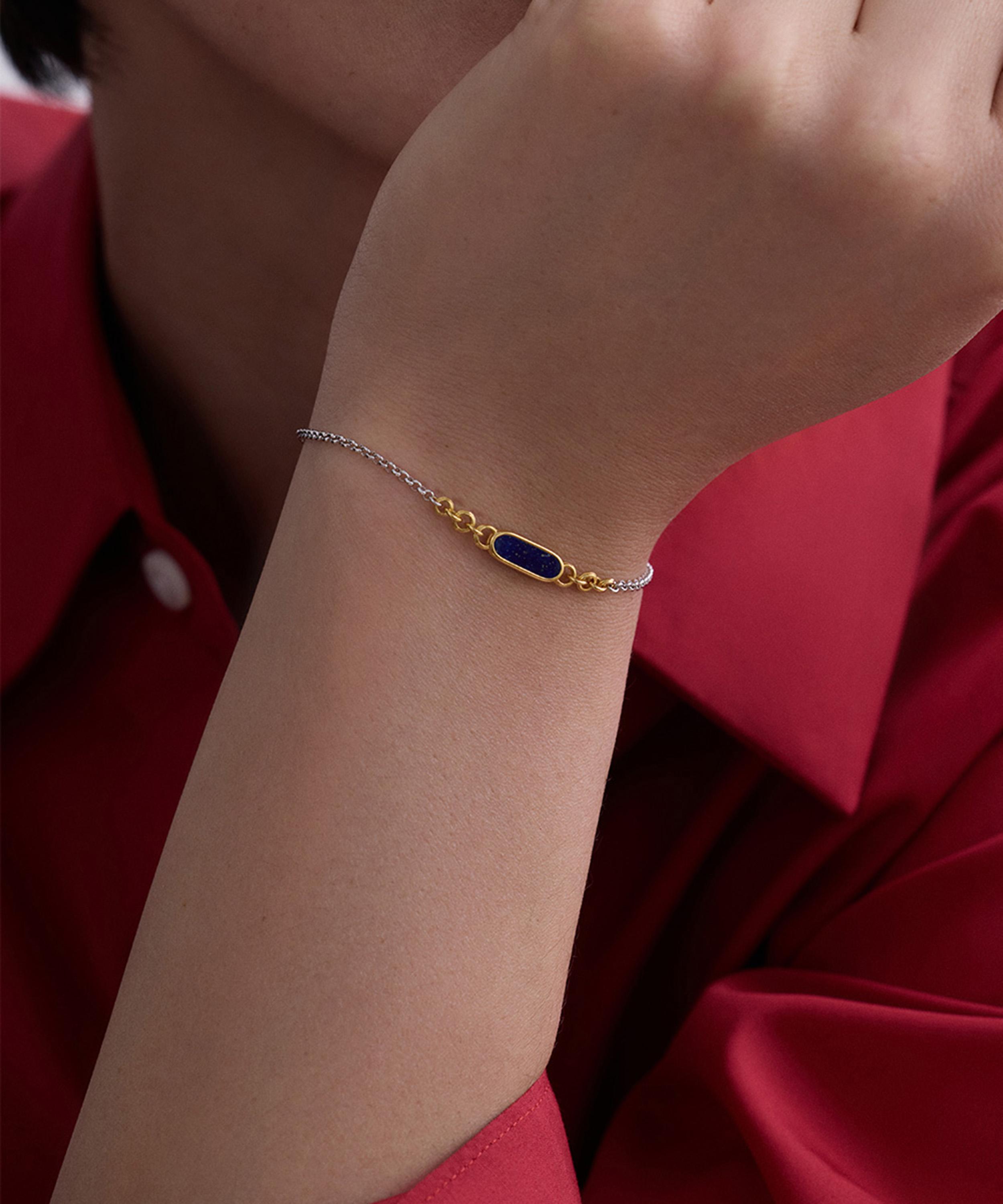 Astley Clarke - 18ct Gold-Plated Lapis Bar Bracelet x Laura Jackson image number 1