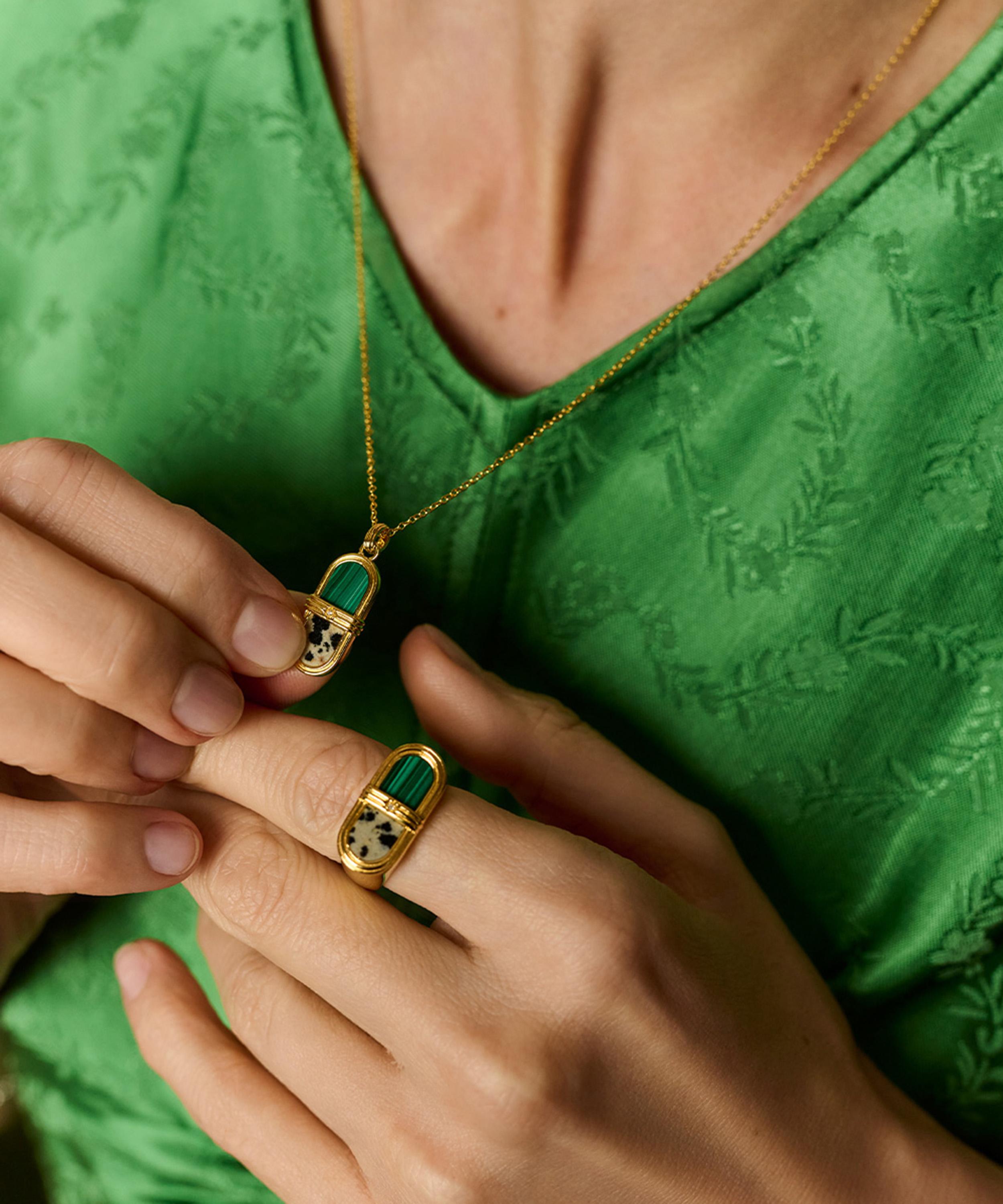 Astley Clarke - 18ct Gold-Plated Jasper Pendant Necklace x Laura Jackson image number 2