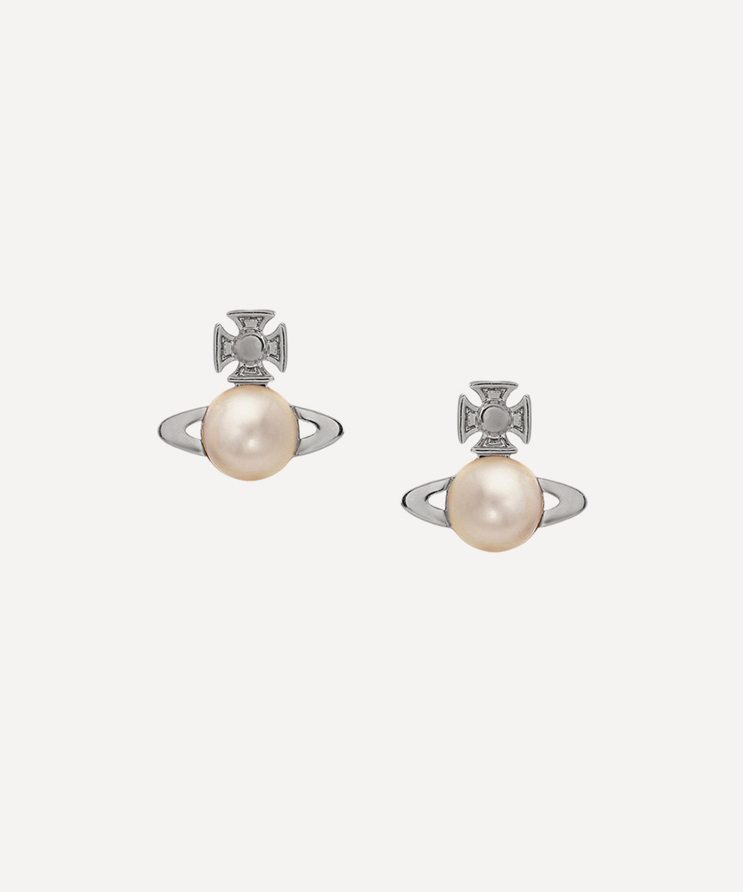 Vivienne Westwood - Platinum-Tone Balbina Pearl Stud Earrings image number 0