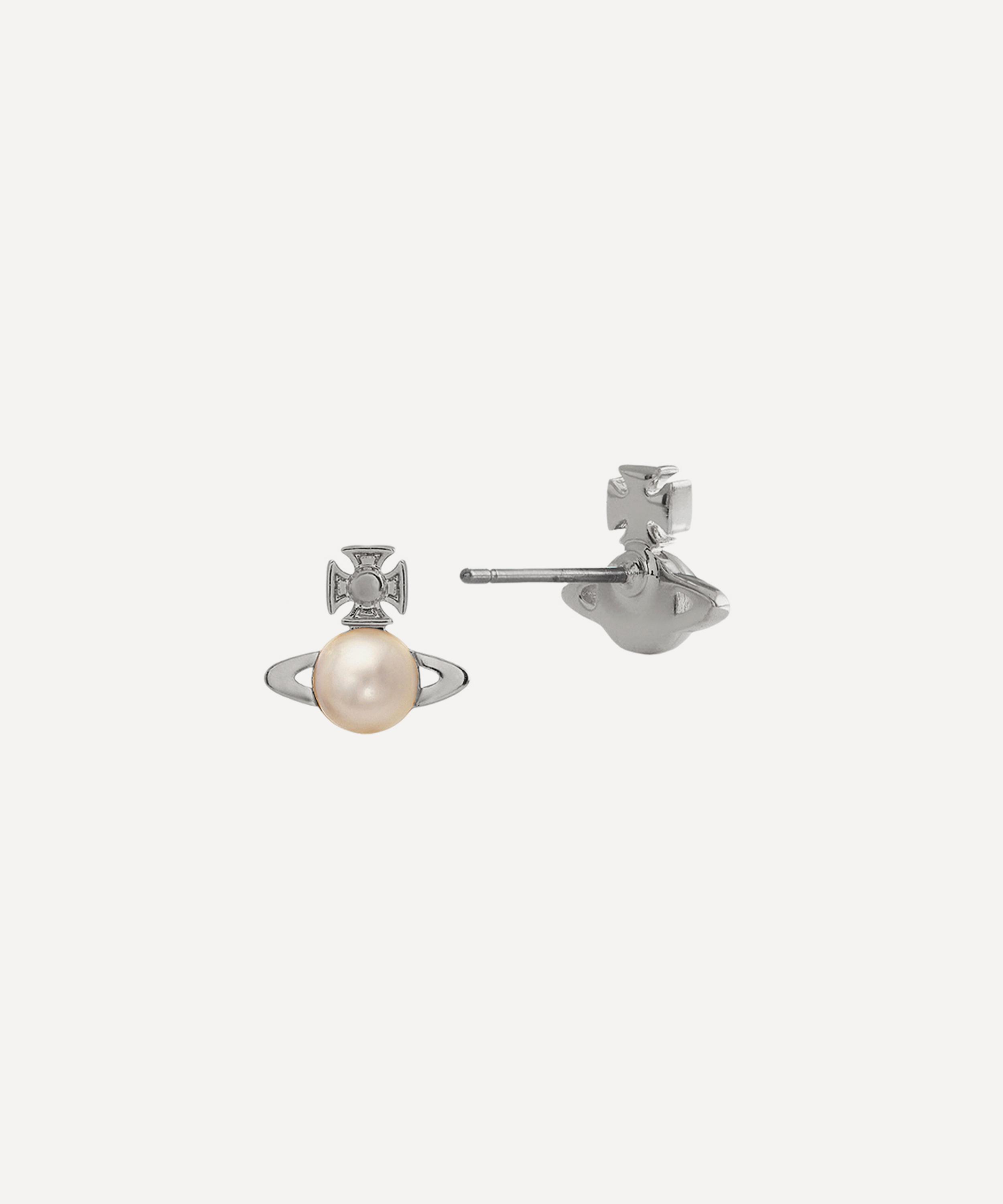 Vivienne Westwood - Platinum-Tone Balbina Pearl Stud Earrings image number 1