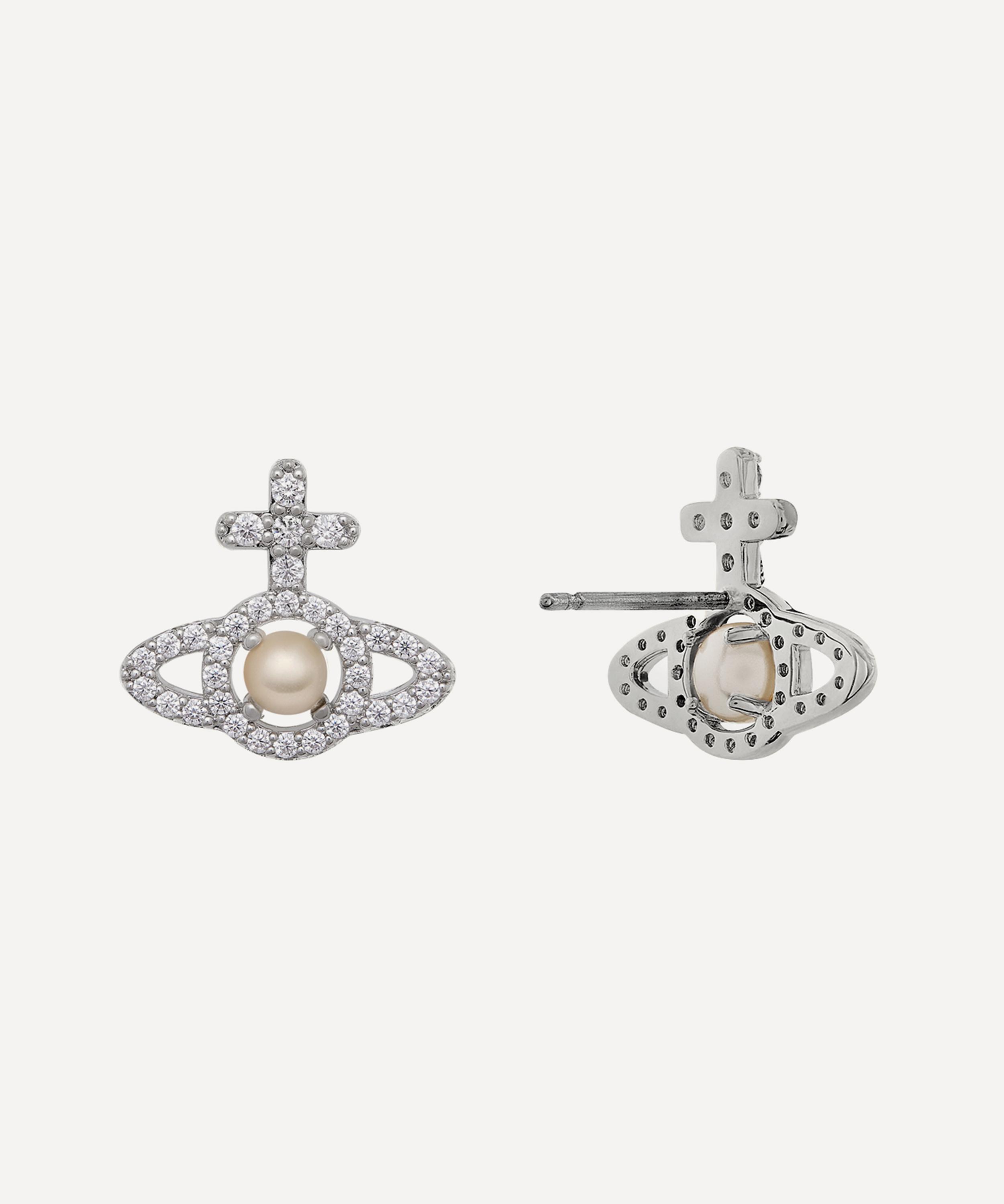 Vivienne Westwood - Platinum-Tone Olympia Pearl Stud Earrings image number 1