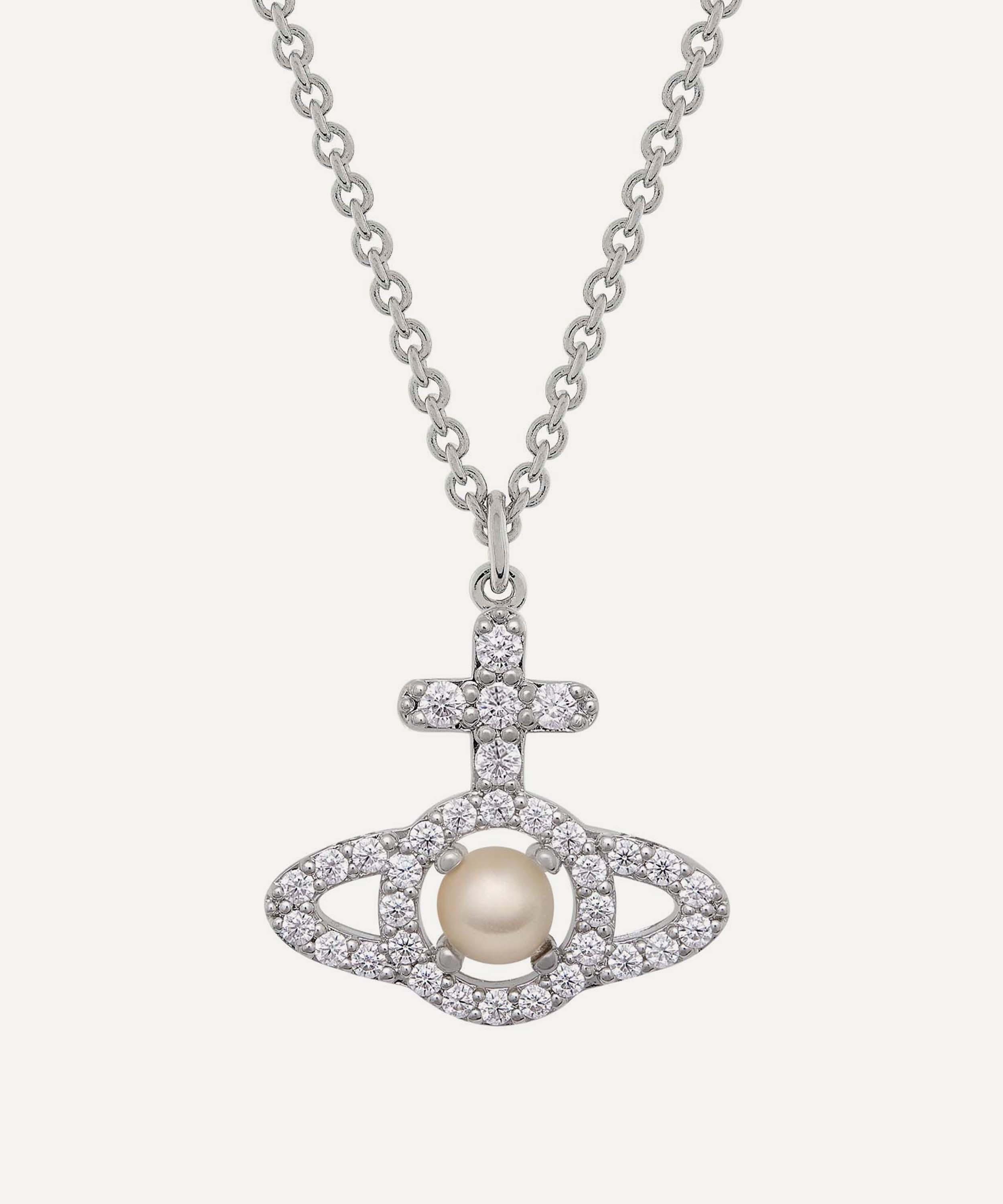 Vivienne Westwood Platinum-Tone Olympia Pearl Pendant Necklace