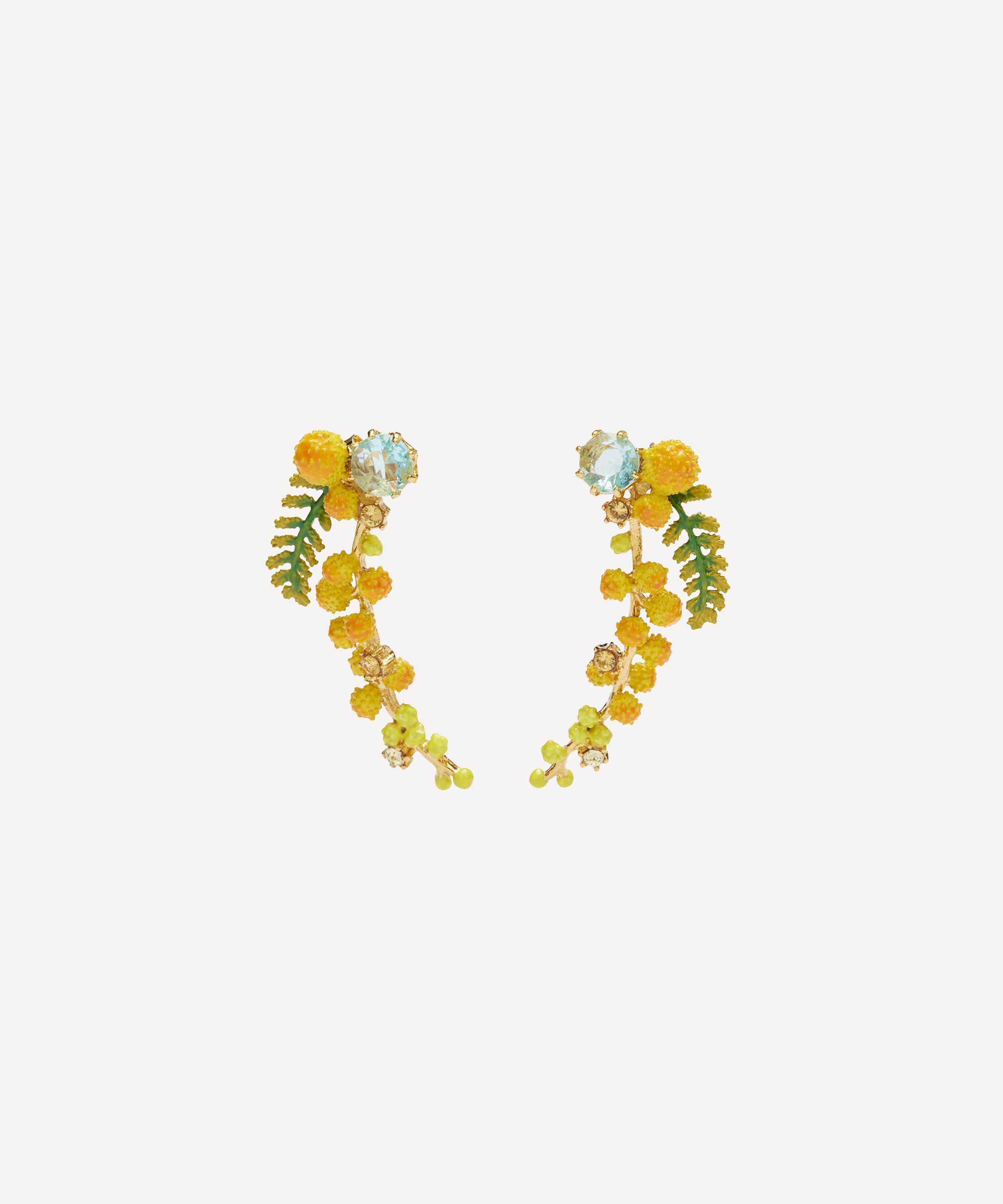 Les N&eacute;r&eacute;ides - Gold-Tone Mimosa Branch and Fern Earrings image number 0