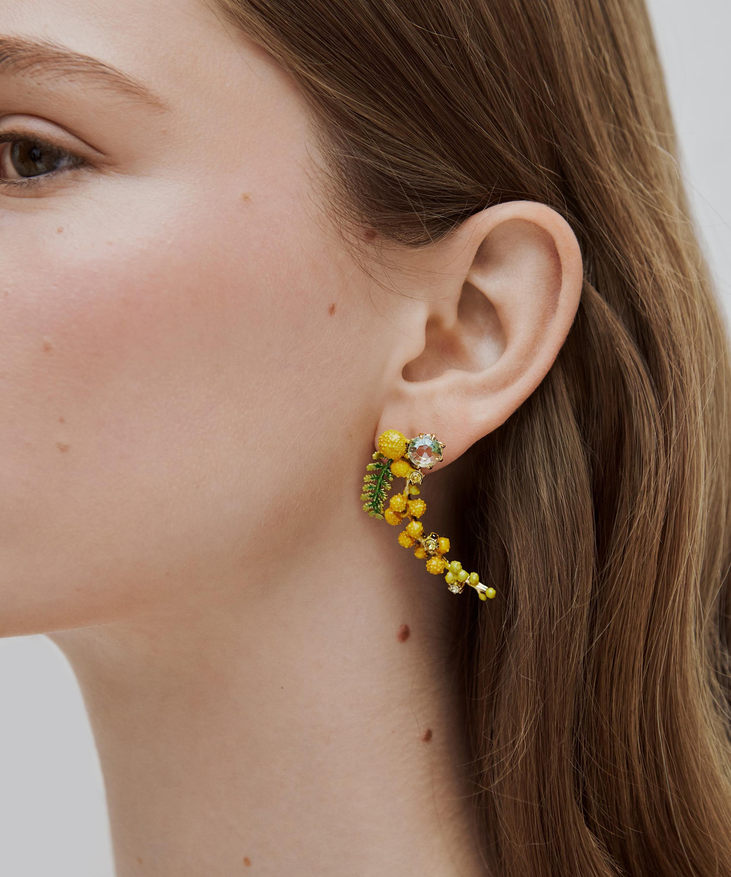 Les N&eacute;r&eacute;ides - Gold-Tone Mimosa Branch and Fern Earrings image number 1