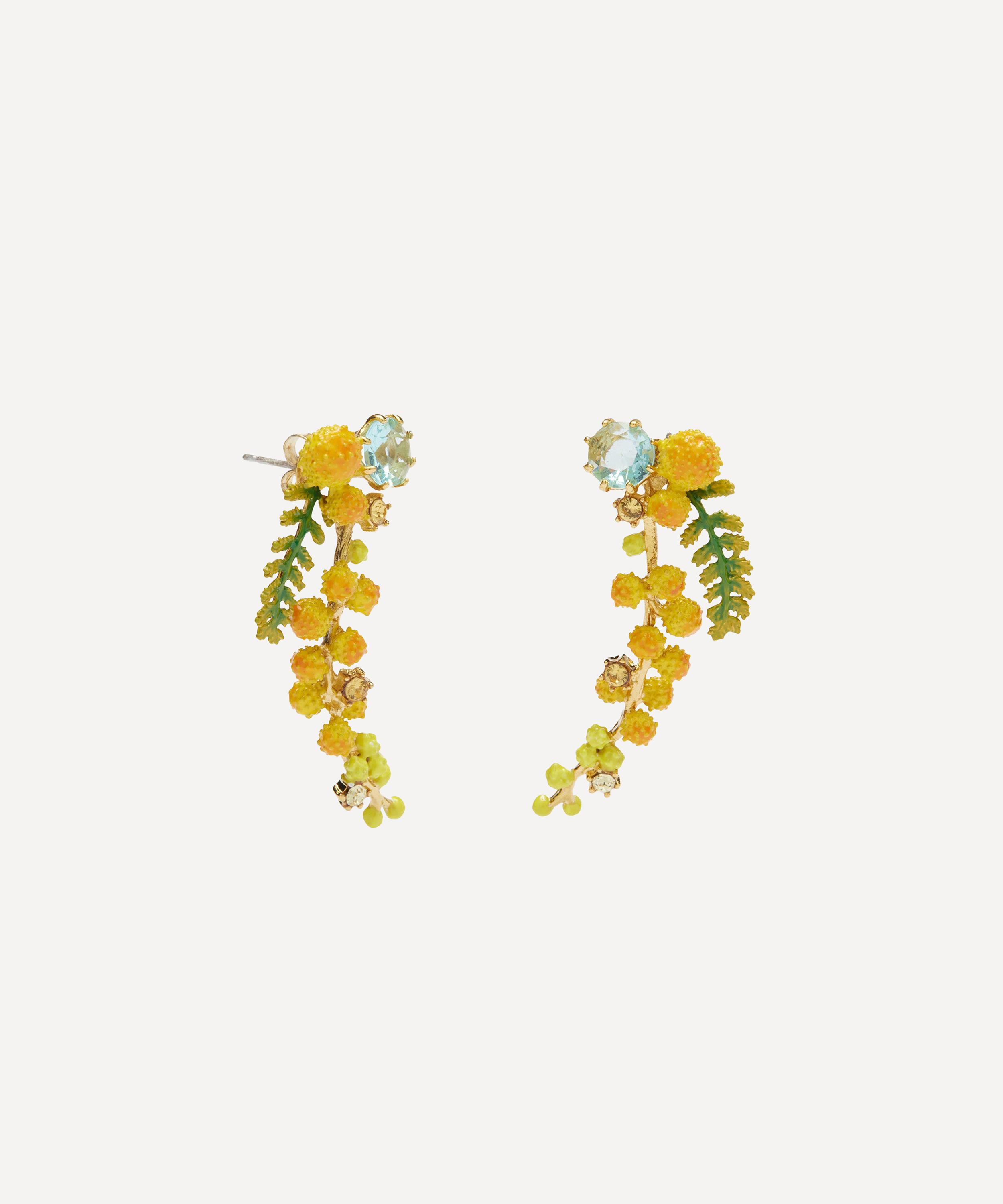 Les N&eacute;r&eacute;ides - Gold-Tone Mimosa Branch and Fern Earrings image number 2