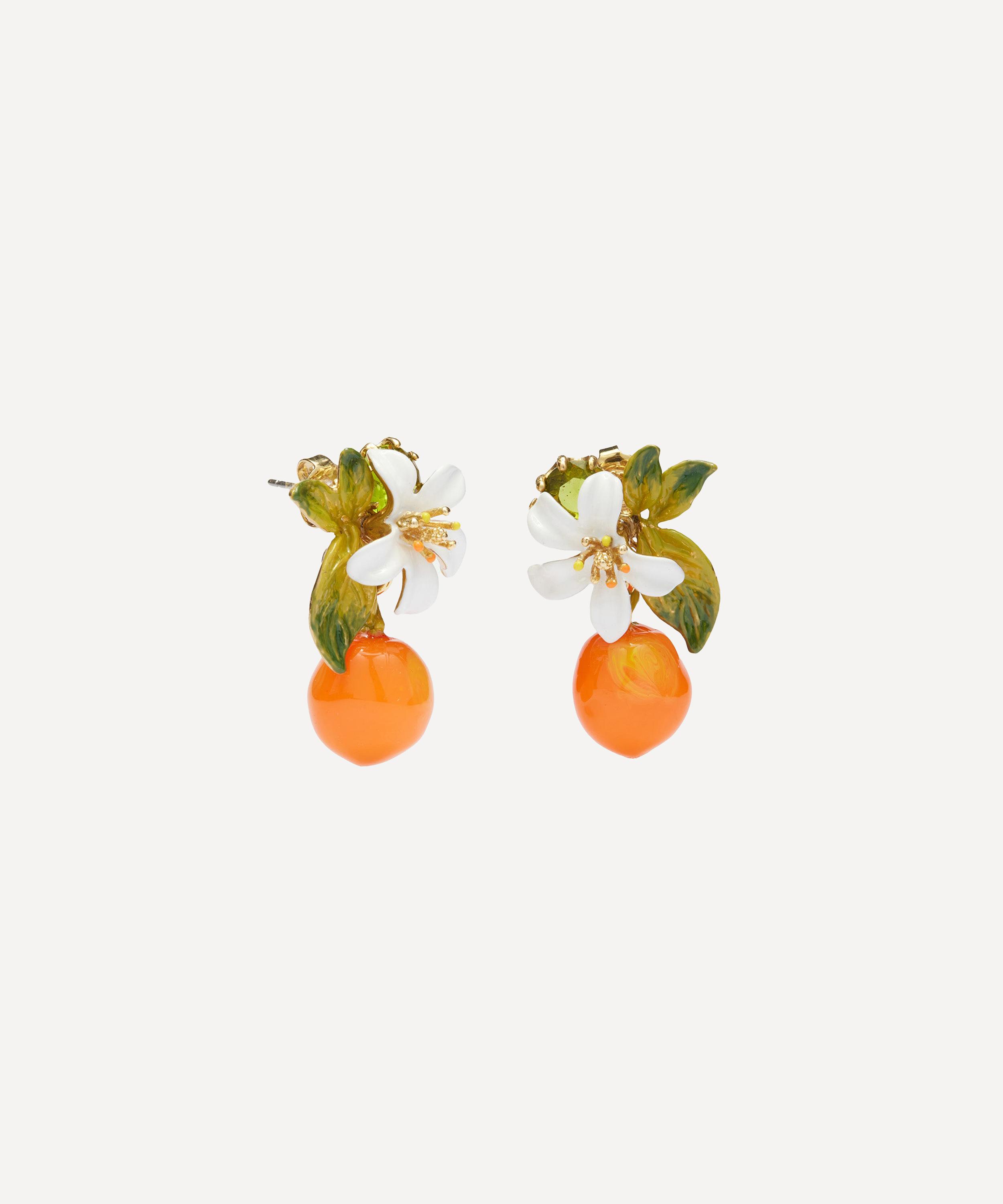 Les N&eacute;r&eacute;ides - Gold-Tone Orange and Orange Blossom Clip-On Earrings image number 2