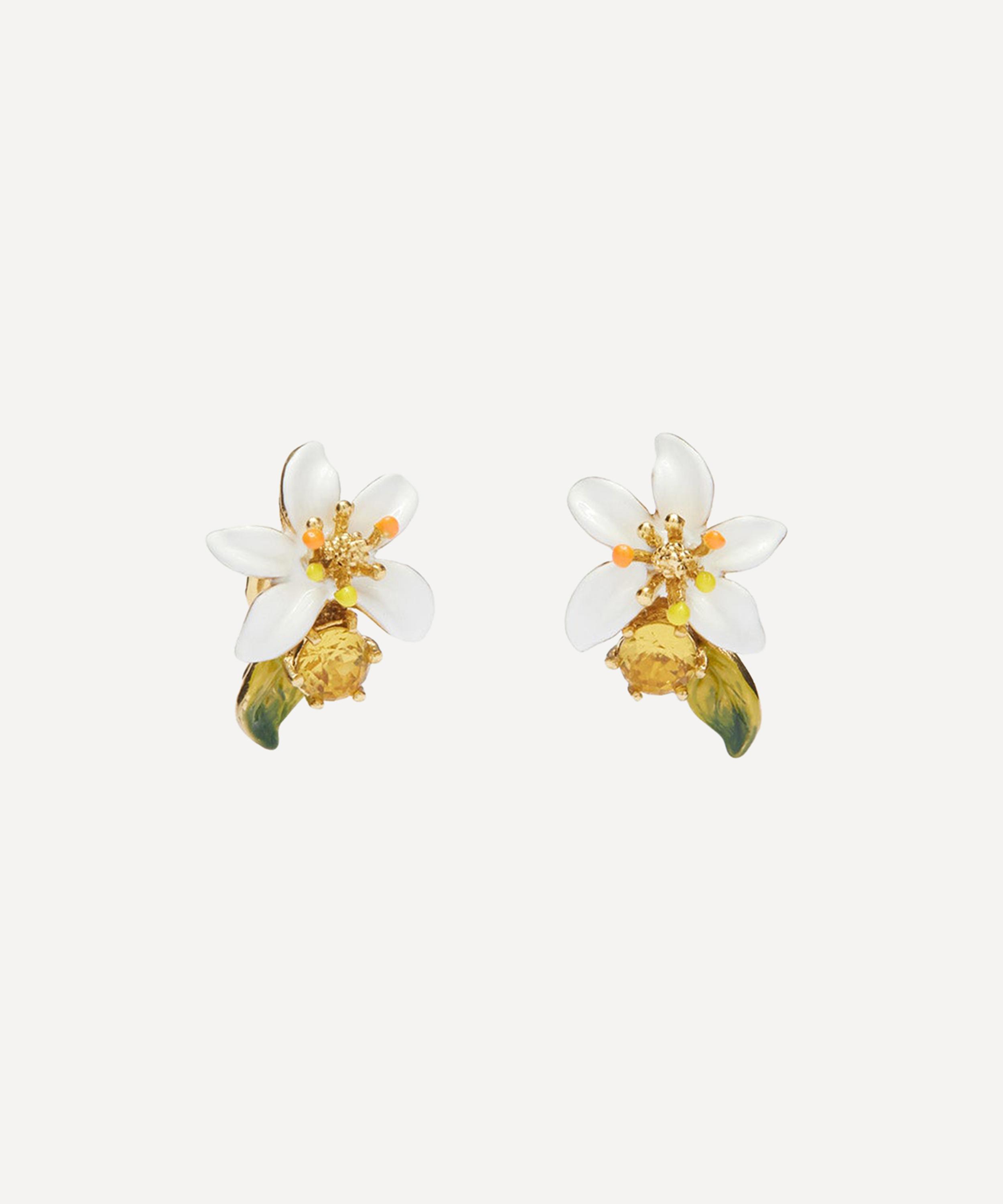 Les N&eacute;r&eacute;ides - Gold-Tone Orange Blossom Stud Earrings image number 0