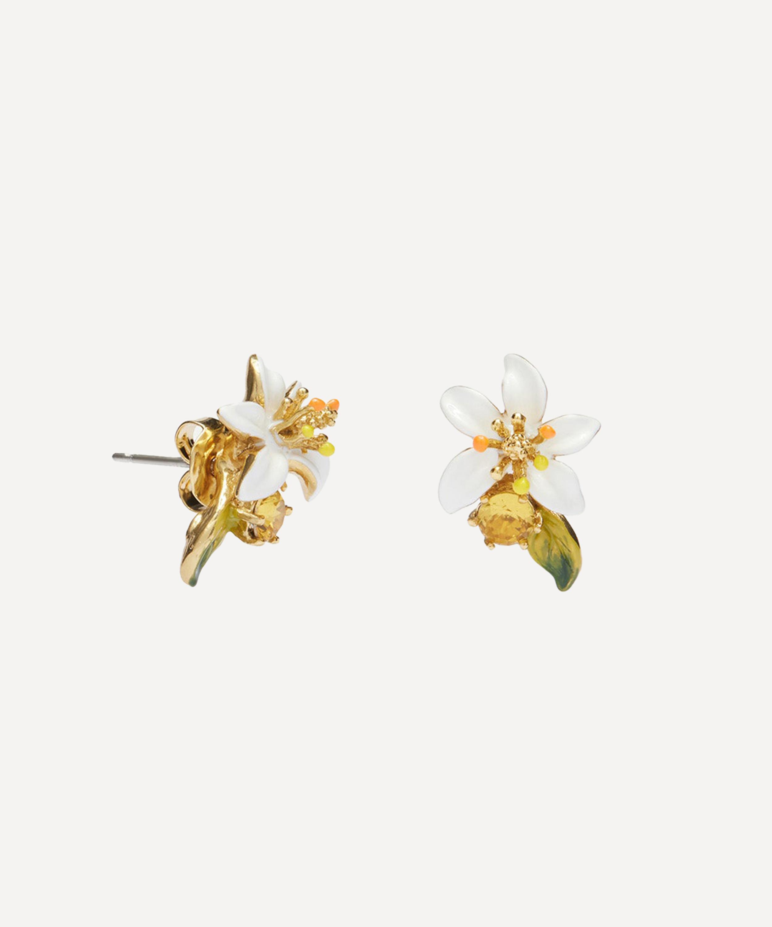 Les N&eacute;r&eacute;ides - Gold-Tone Orange Blossom Stud Earrings image number 2