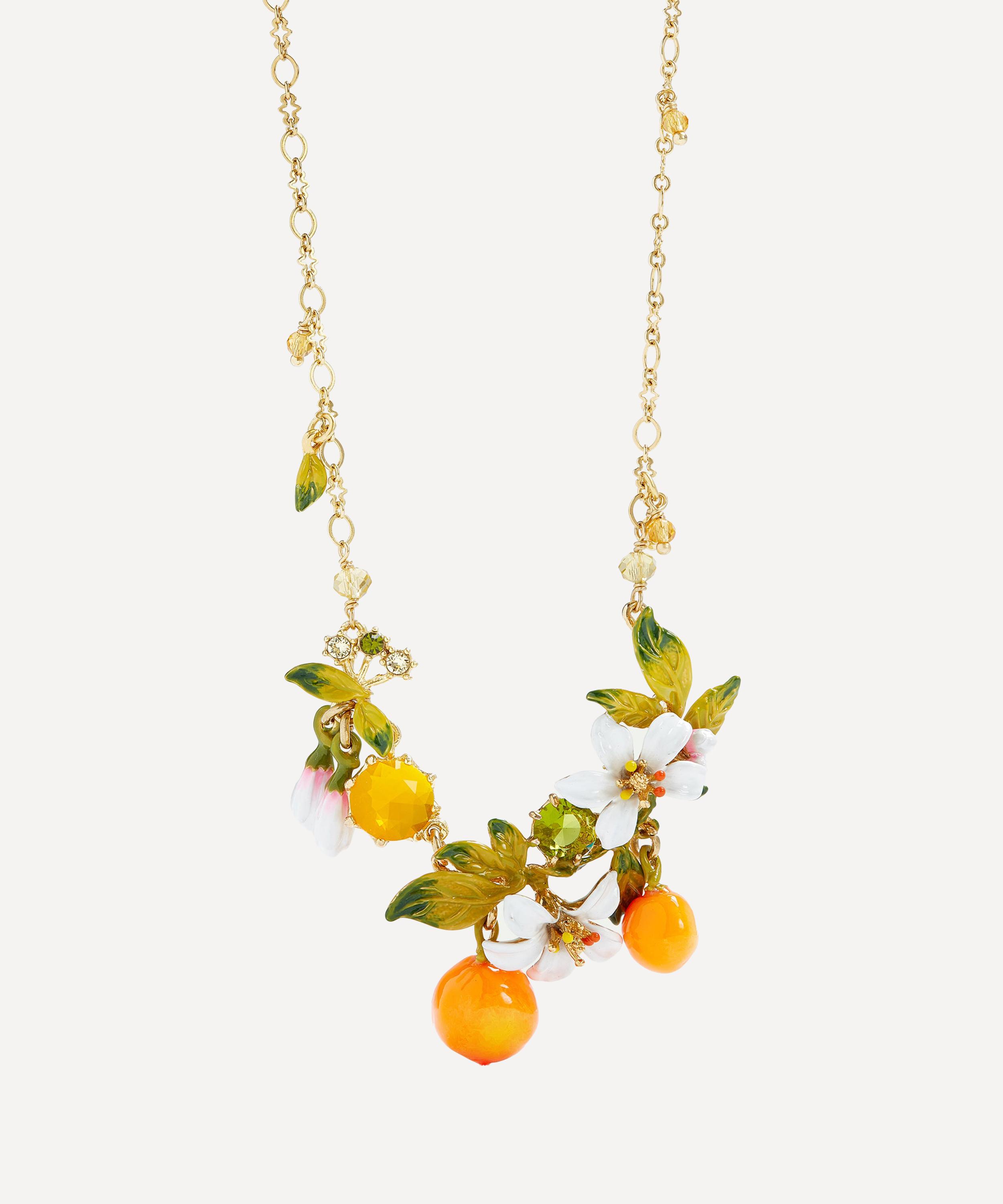 Les N&eacute;r&eacute;ides - Brass Orange Blossom and Oranges Collar Necklace image number 2