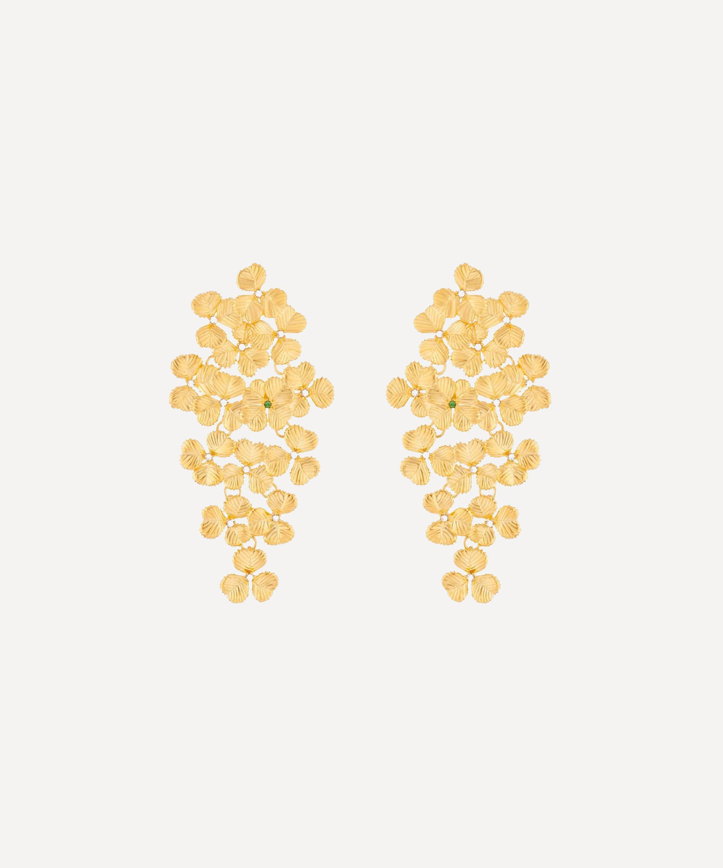 Les N&eacute;r&eacute;ides - Gold-Plated Clover Drop Earrings image number 0