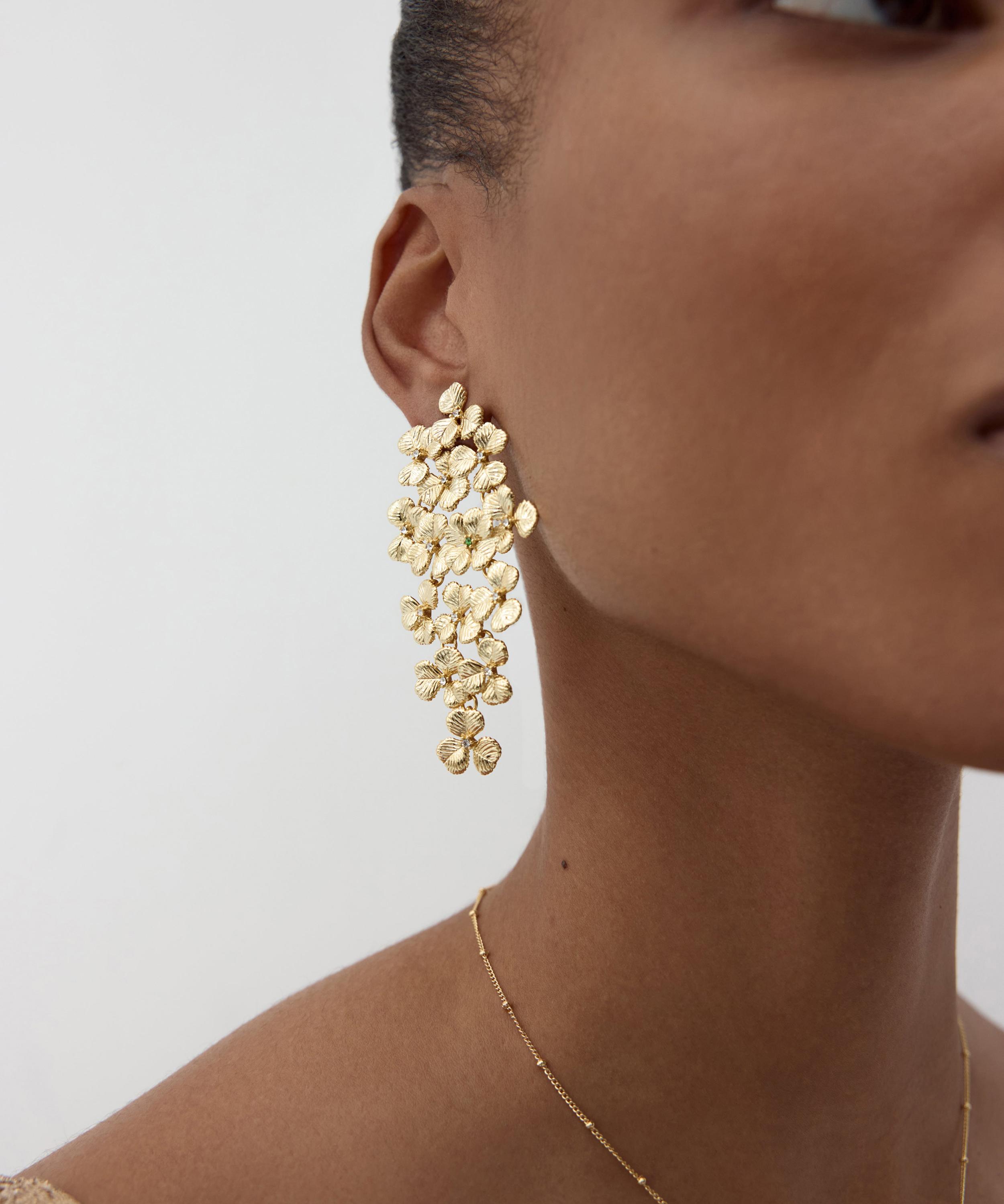Les N&eacute;r&eacute;ides - Gold-Plated Clover Drop Earrings image number 1