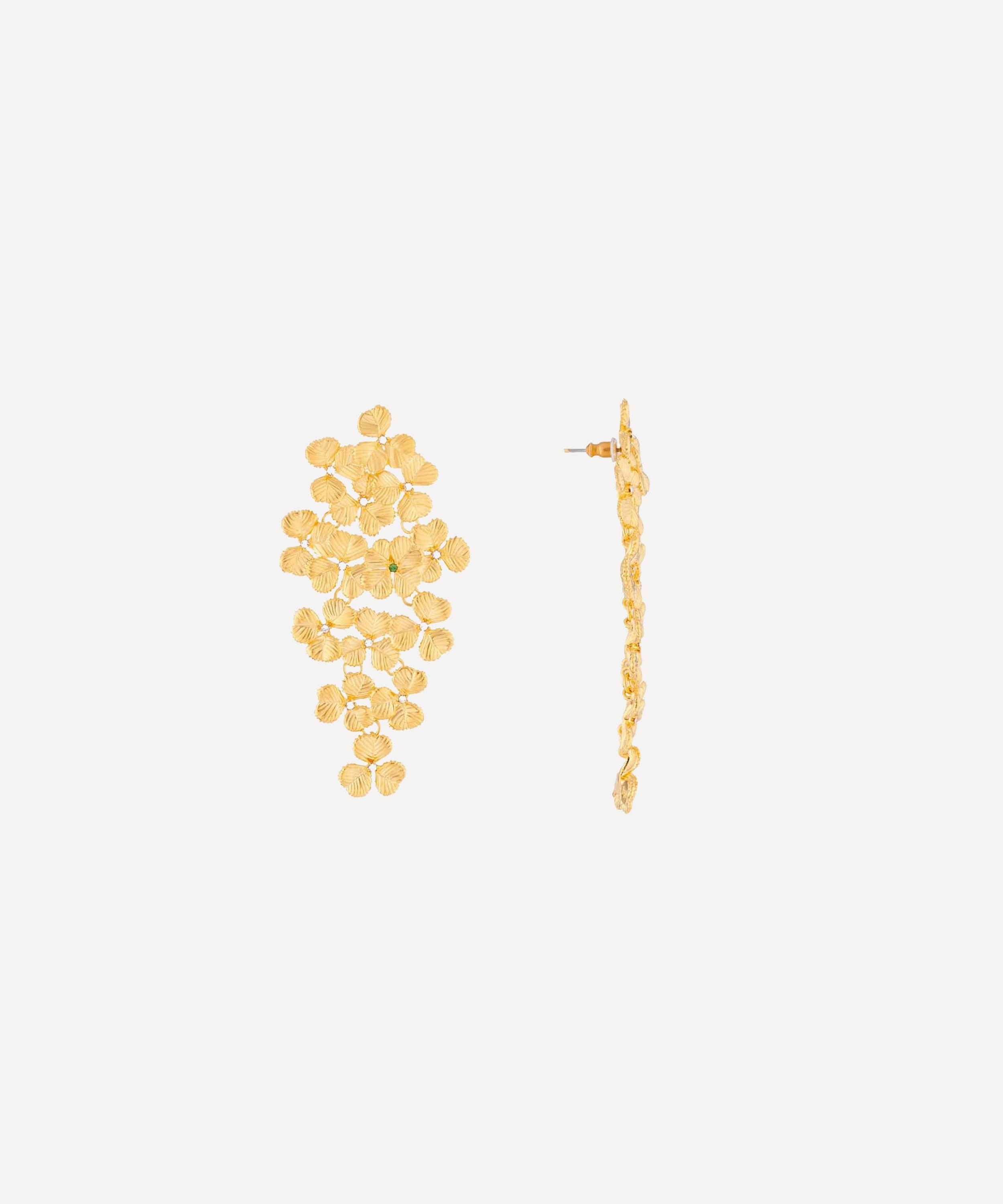 Les N&eacute;r&eacute;ides - Gold-Plated Clover Drop Earrings image number 2
