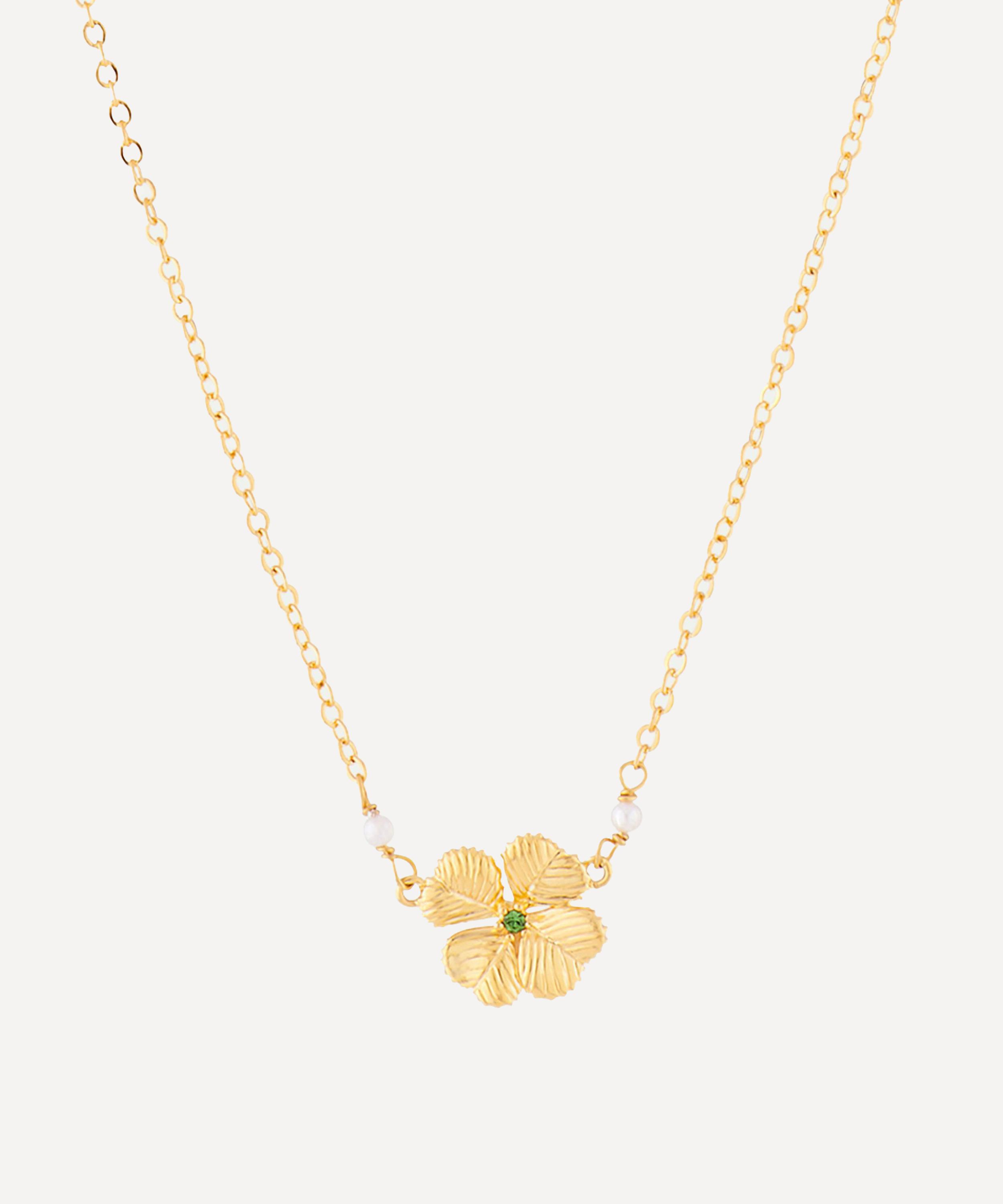 Les N&eacute;r&eacute;ides - Gold-Plated Clover and Crystal Pendant Necklace image number 3
