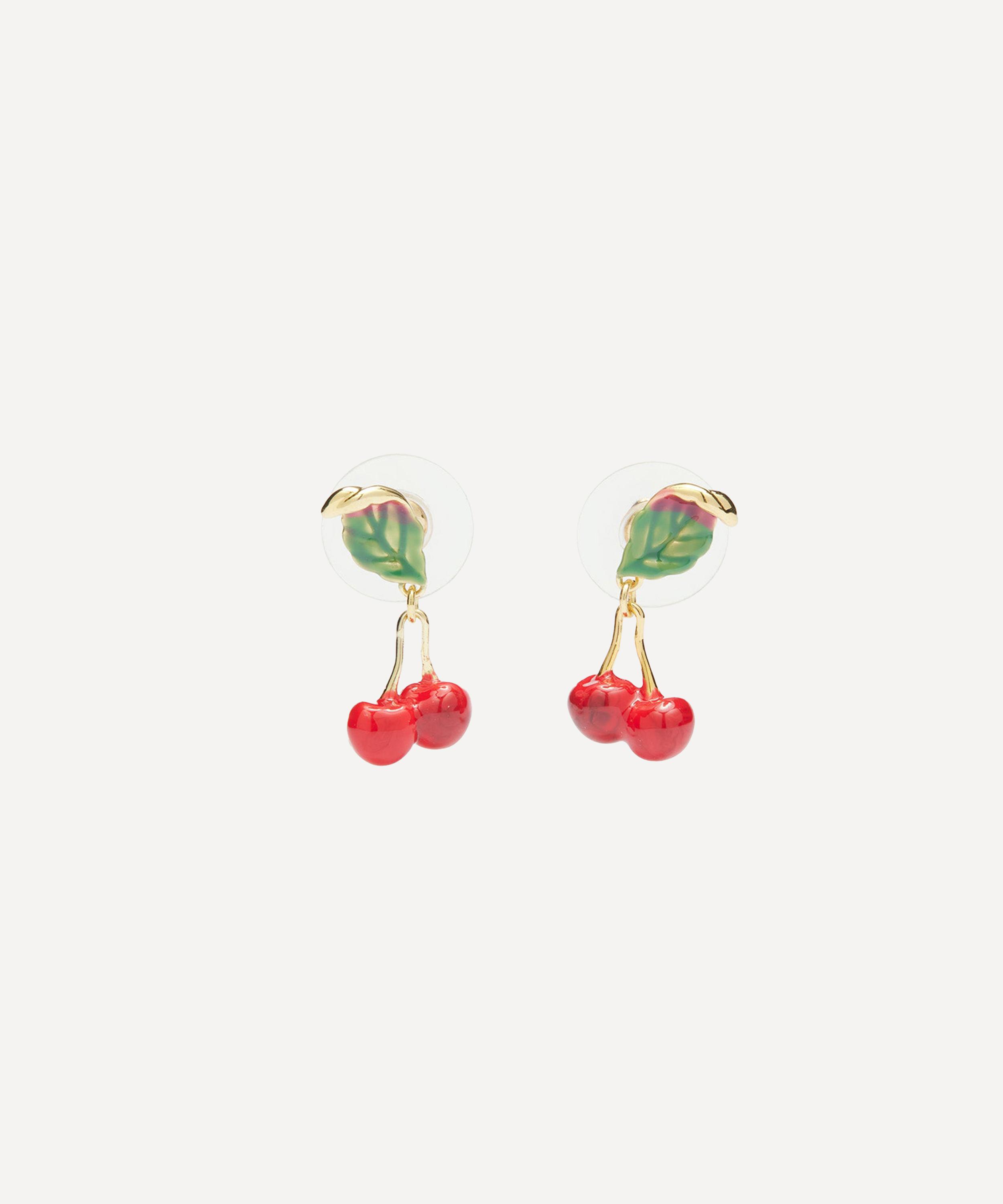 Les N&eacute;r&eacute;ides - Gold-Tone Small Cherries Drop Earrings image number 0