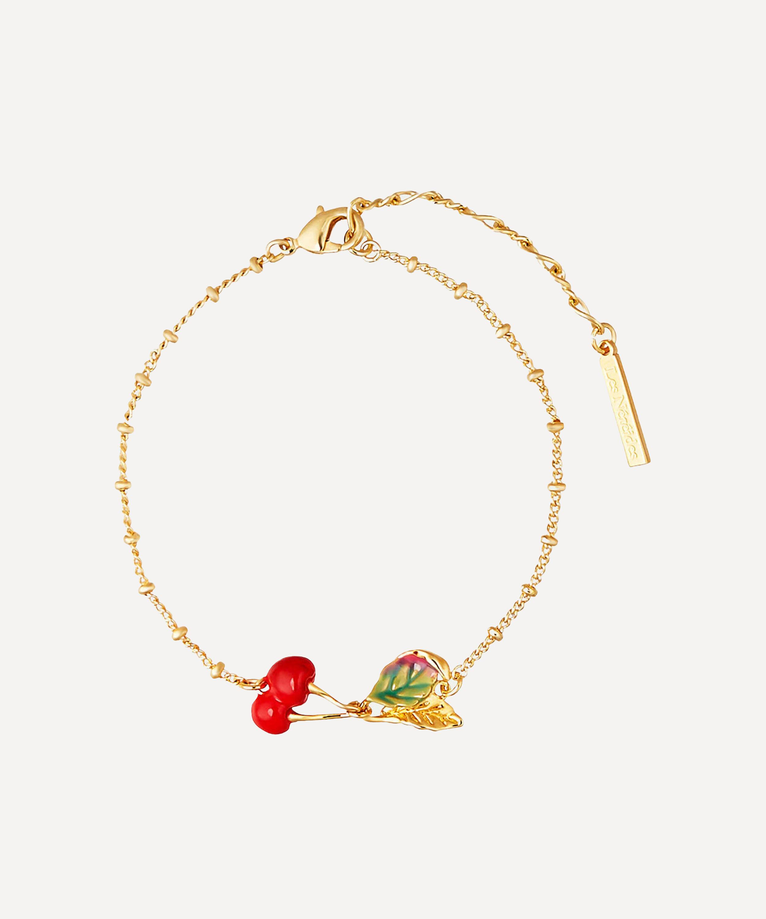 Les N&eacute;r&eacute;ides - Gold-Plated Cherries and Leaves Thin Bracelet image number 0