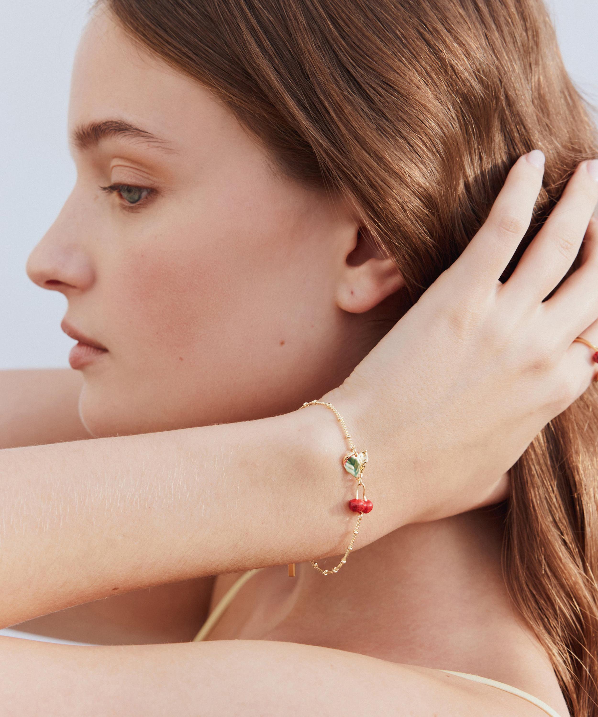 Les N&eacute;r&eacute;ides - Gold-Plated Cherries and Leaves Thin Bracelet image number 1