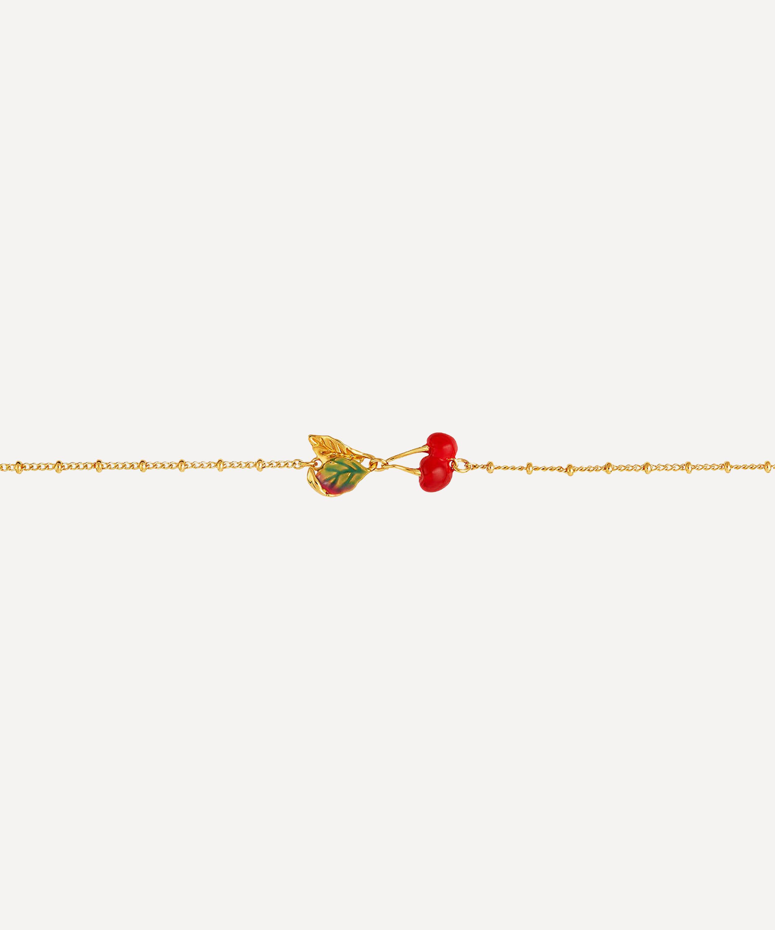 Les N&eacute;r&eacute;ides - Gold-Plated Cherries and Leaves Thin Bracelet image number 2