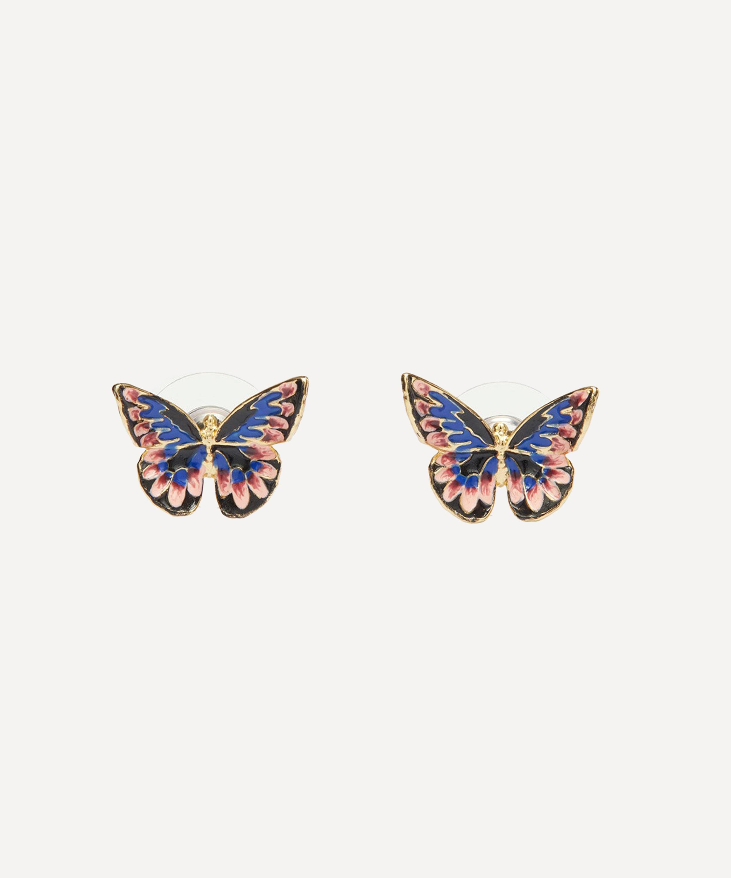 Les N&eacute;r&eacute;ides - Gold-Plated Japanese Emperor Butterfly Stud Earrings image number 0