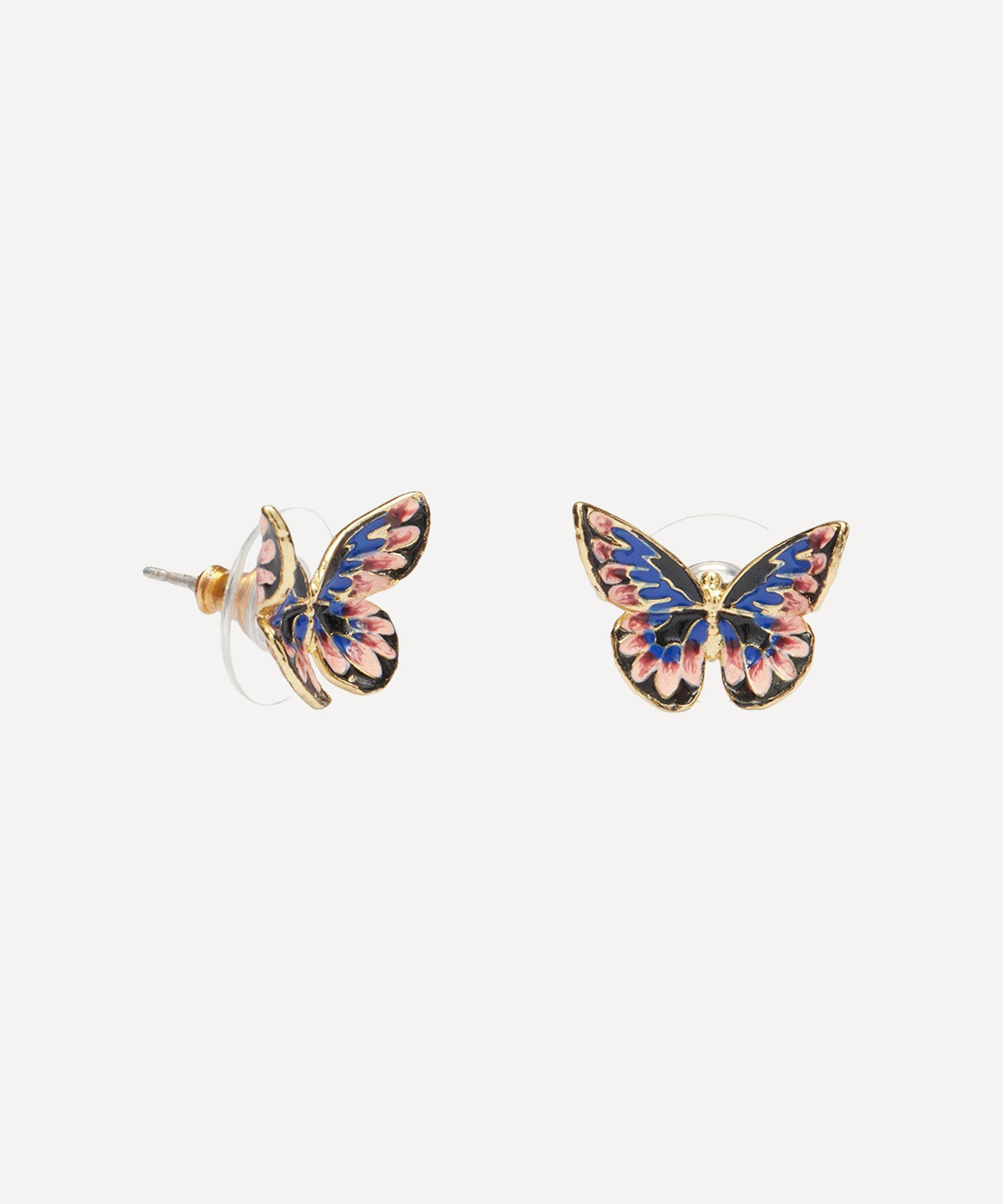 Les N&eacute;r&eacute;ides - Gold-Plated Japanese Emperor Butterfly Stud Earrings image number 1
