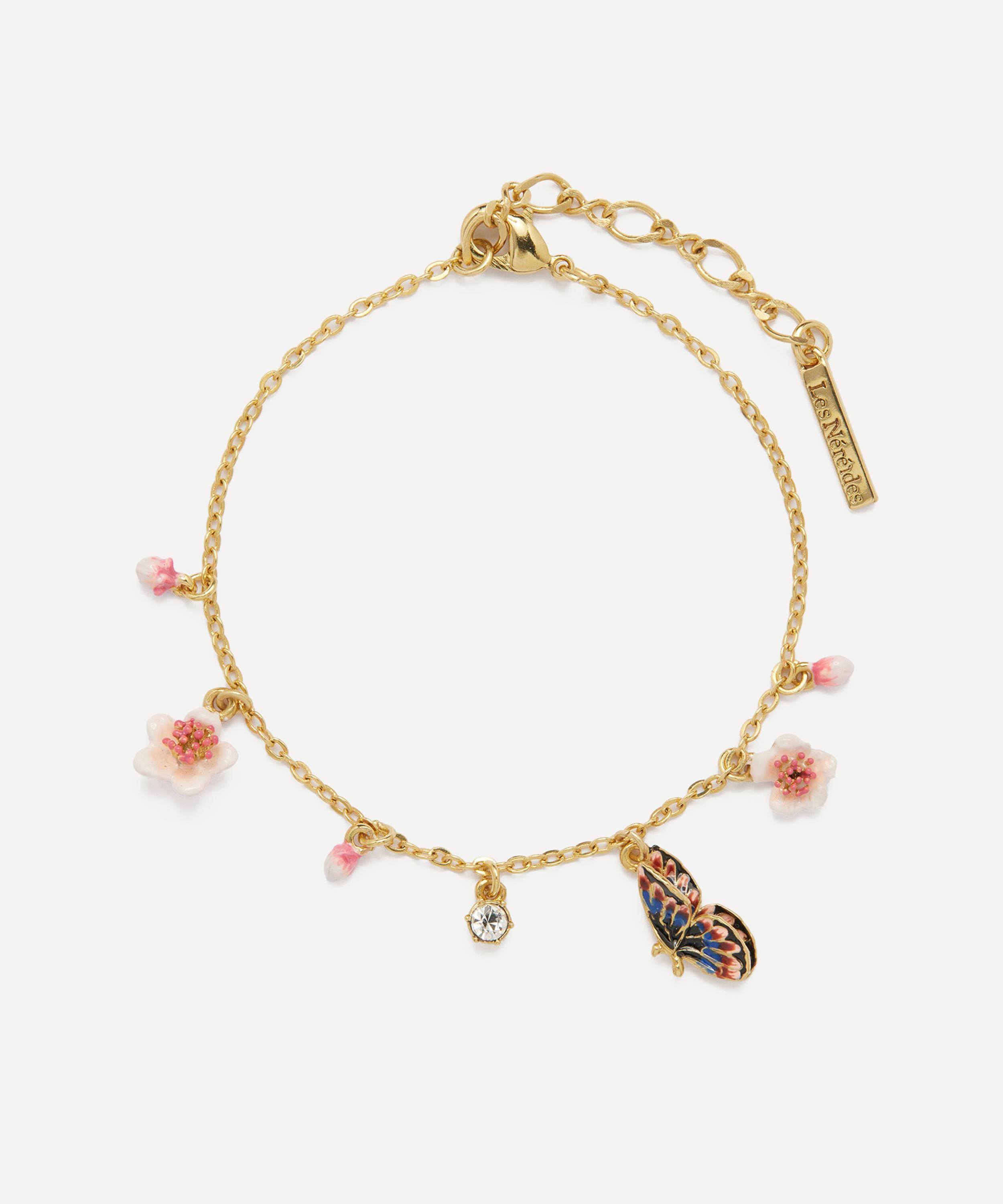 Les N&eacute;r&eacute;ides - Gold-Plated Japanese Emperor Butterfly and Cherry Blossom Thin Bracelet image number 0