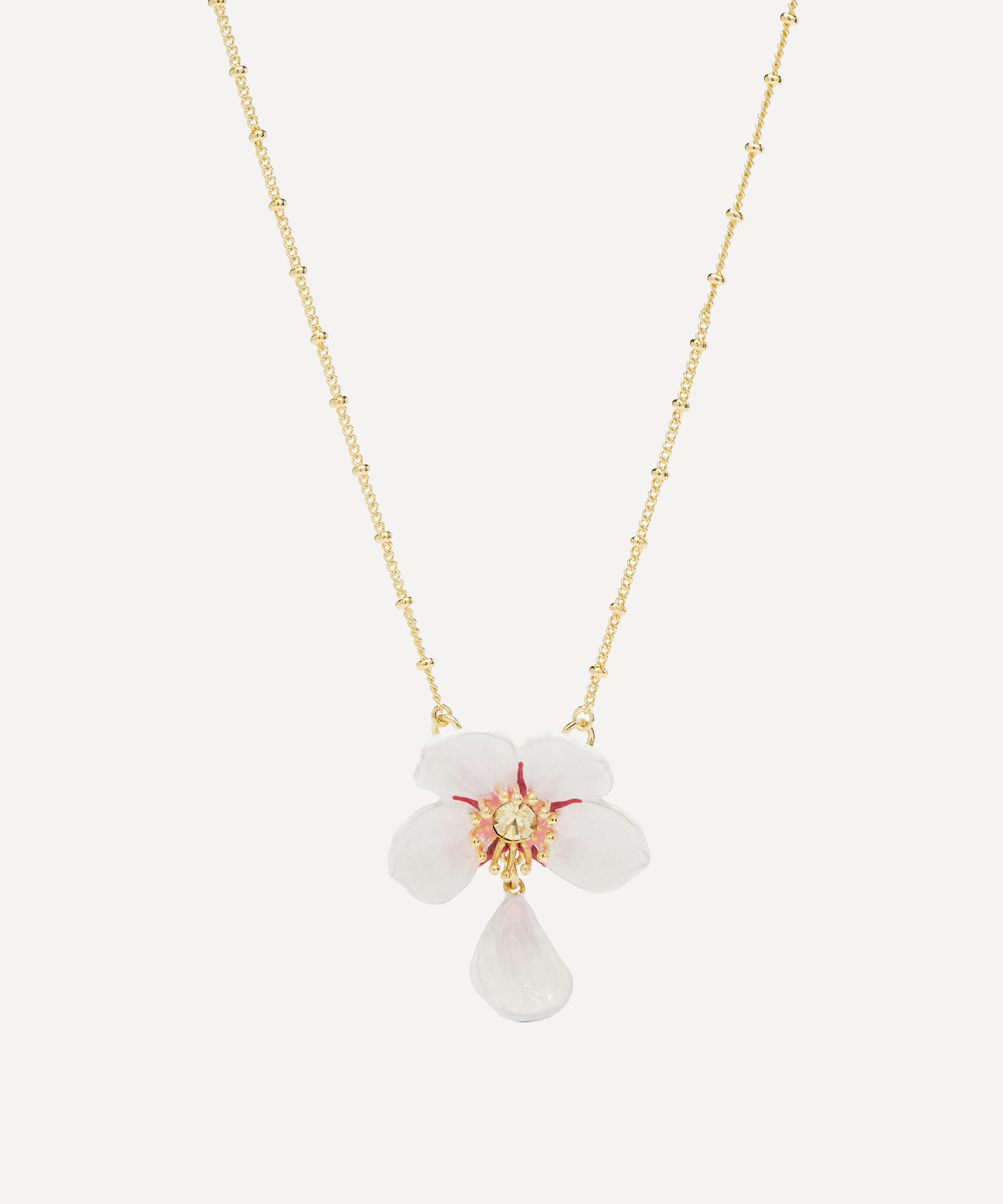 Les N&eacute;r&eacute;ides - Gold-Plated Japanese White Cherry Blossom Pendant Necklace image number 0