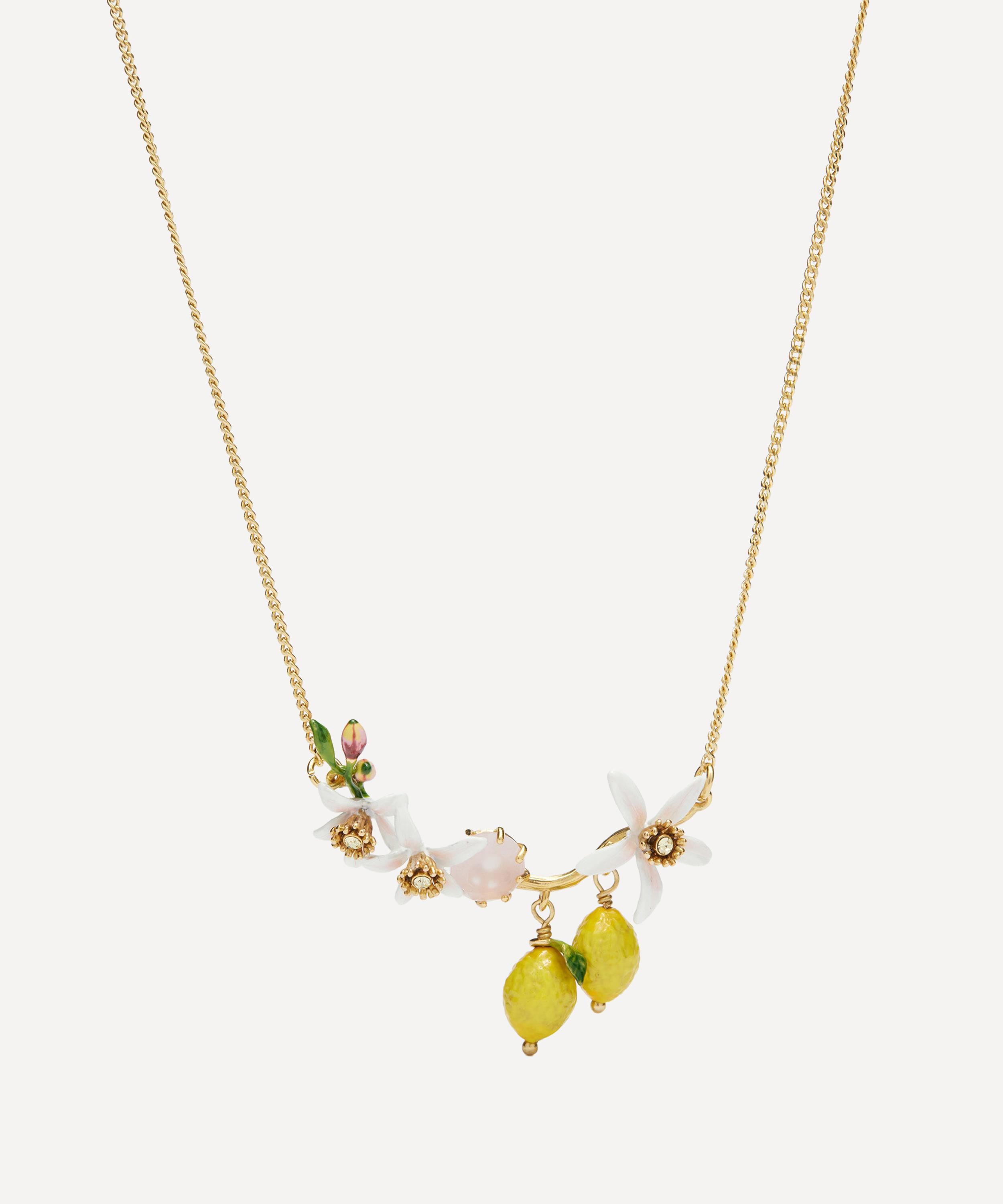 Les N&eacute;r&eacute;ides - Gold-Plated Lemon Flower Buds and Lemon Blossom Statement Necklace image number 0