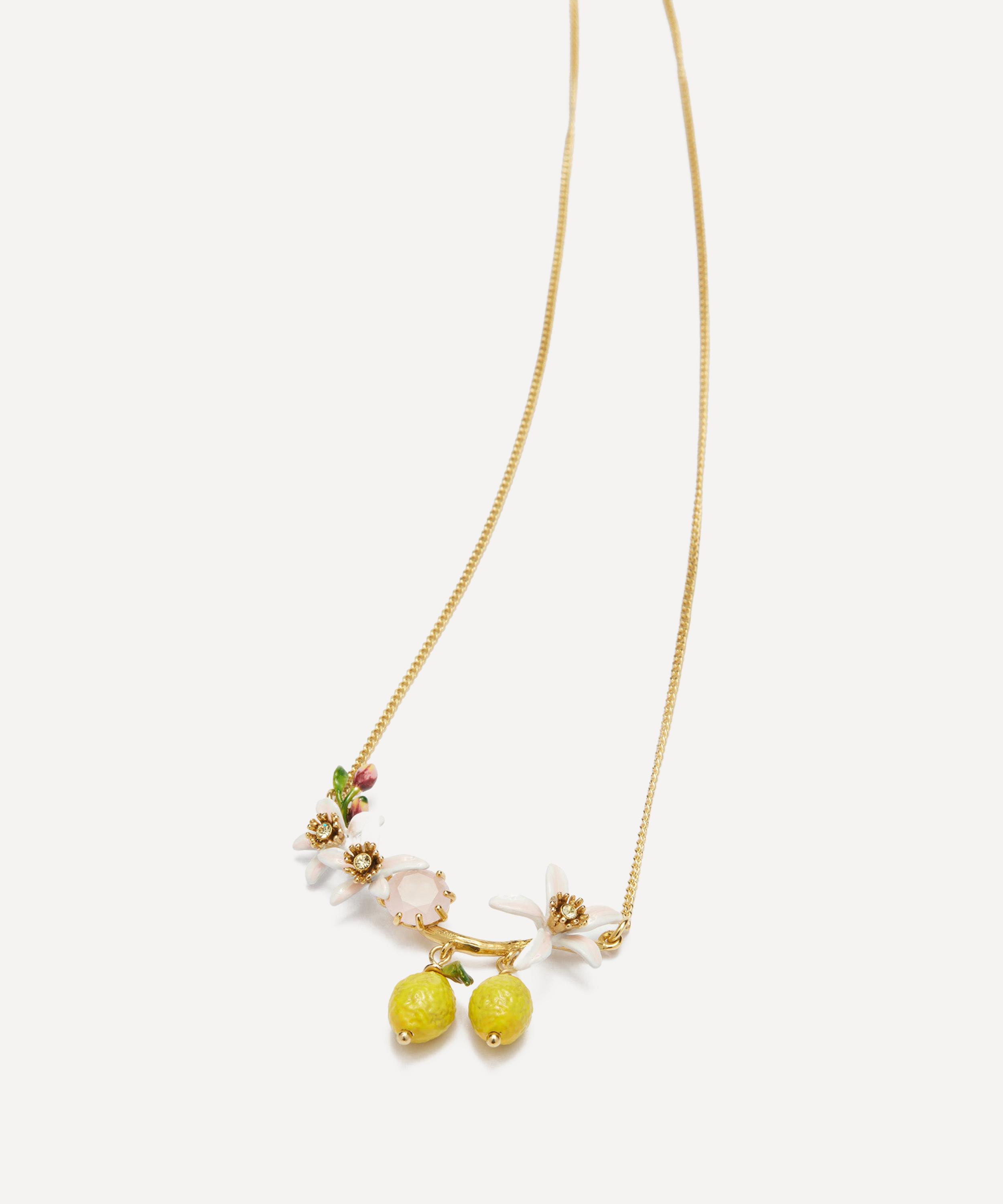 Les N&eacute;r&eacute;ides - Gold-Plated Lemon Flower Buds and Lemon Blossom Statement Necklace image number 1