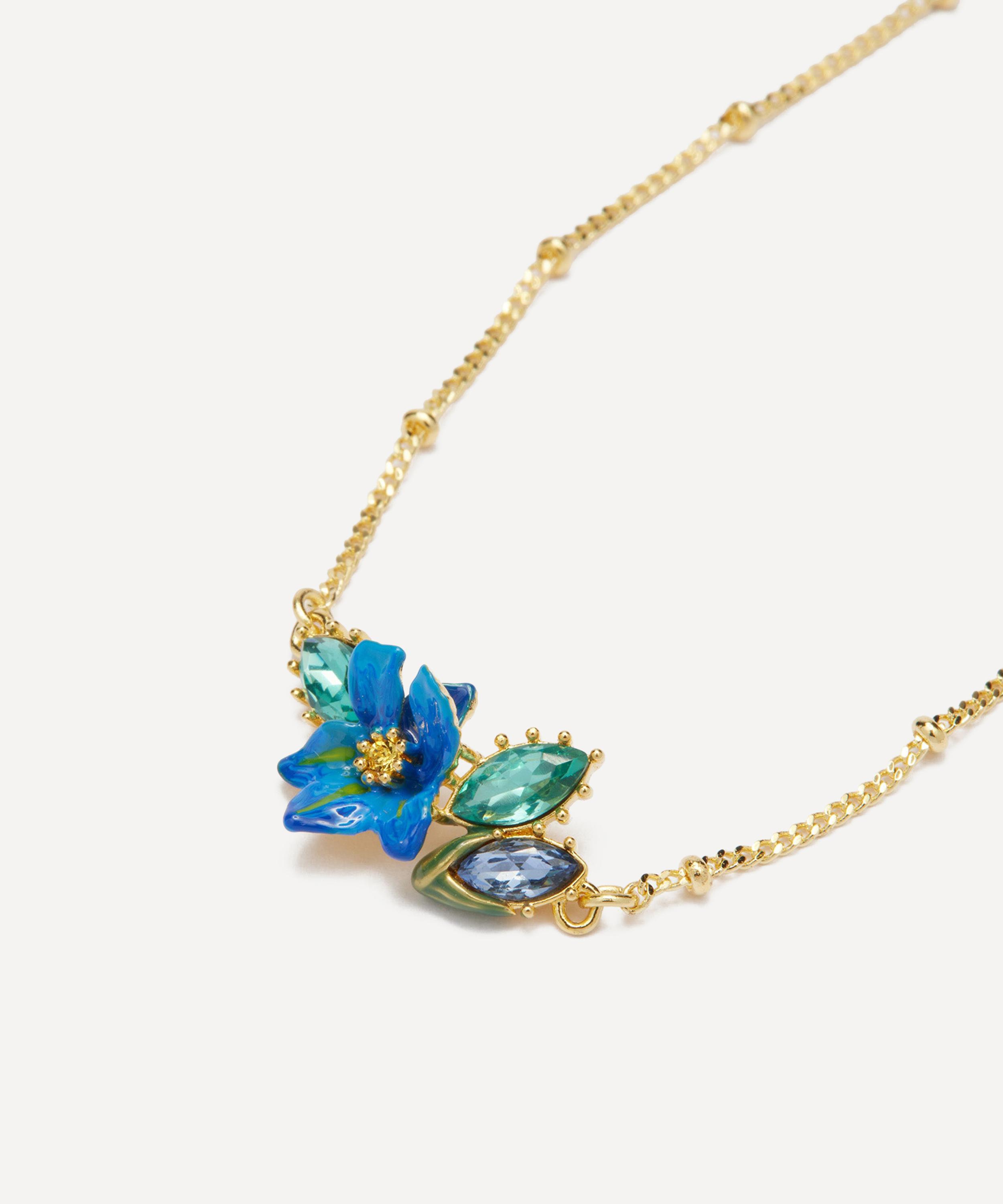 Les N&eacute;r&eacute;ides - Gold-Tone Siberian Iris and Faceted Glass Fine Bracelet image number 1