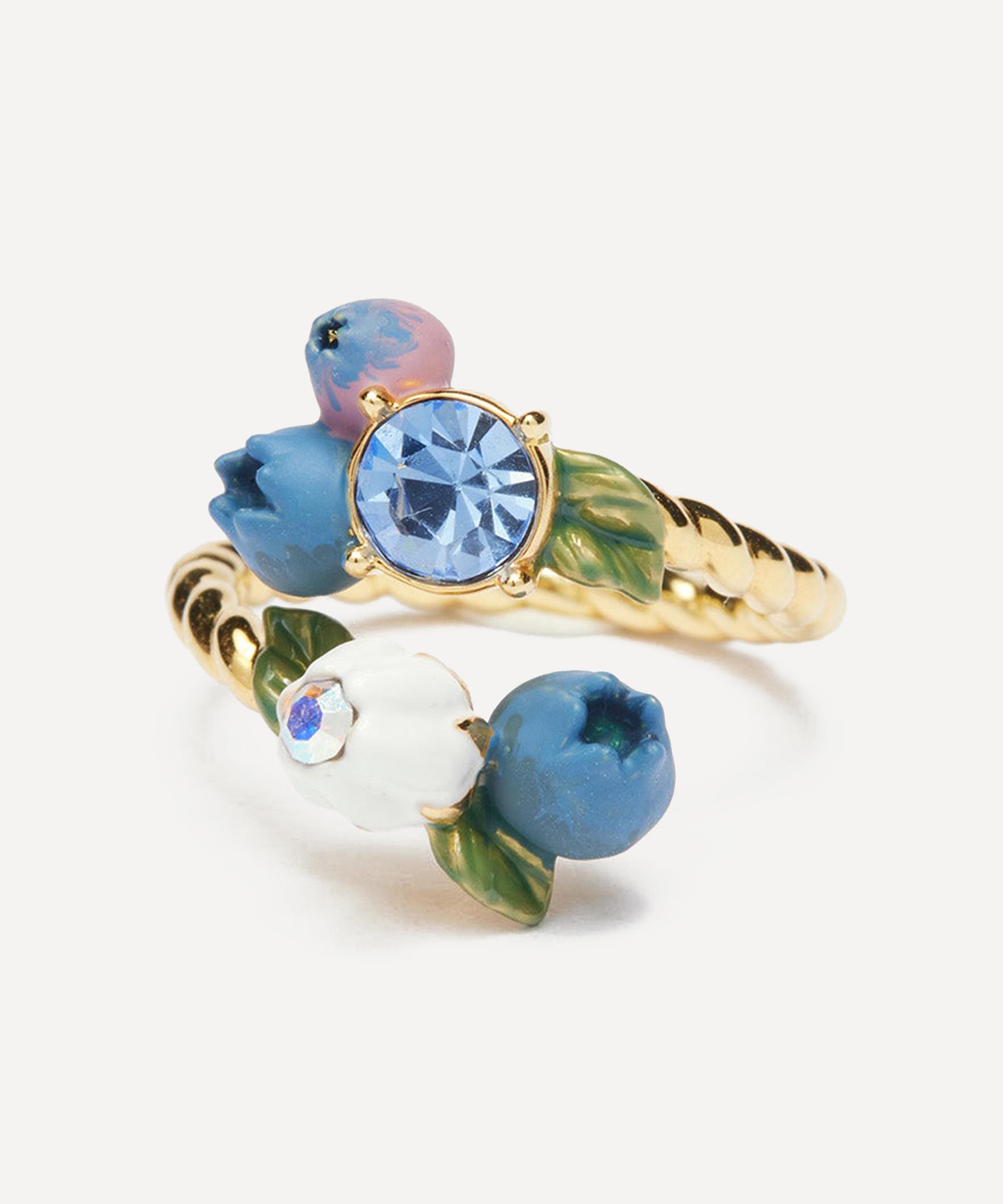 Les N&eacute;r&eacute;ides - Gold-Tone Blueberry and Round Stone Adjustable Ring image number 0