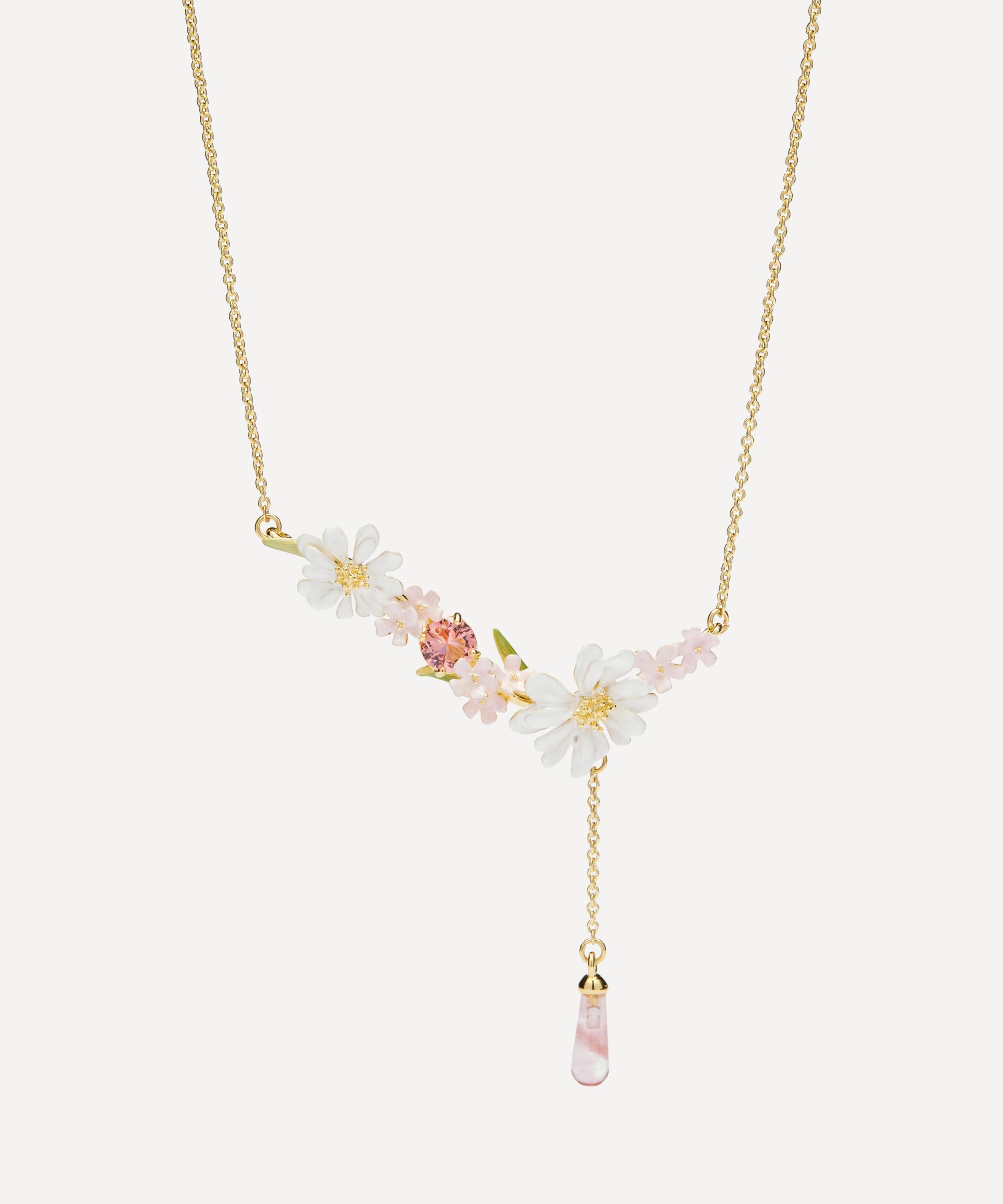 Les N&eacute;r&eacute;ides - Gold-Tone Flower Bouquet and Pink Pearl Statement Necklace image number 0