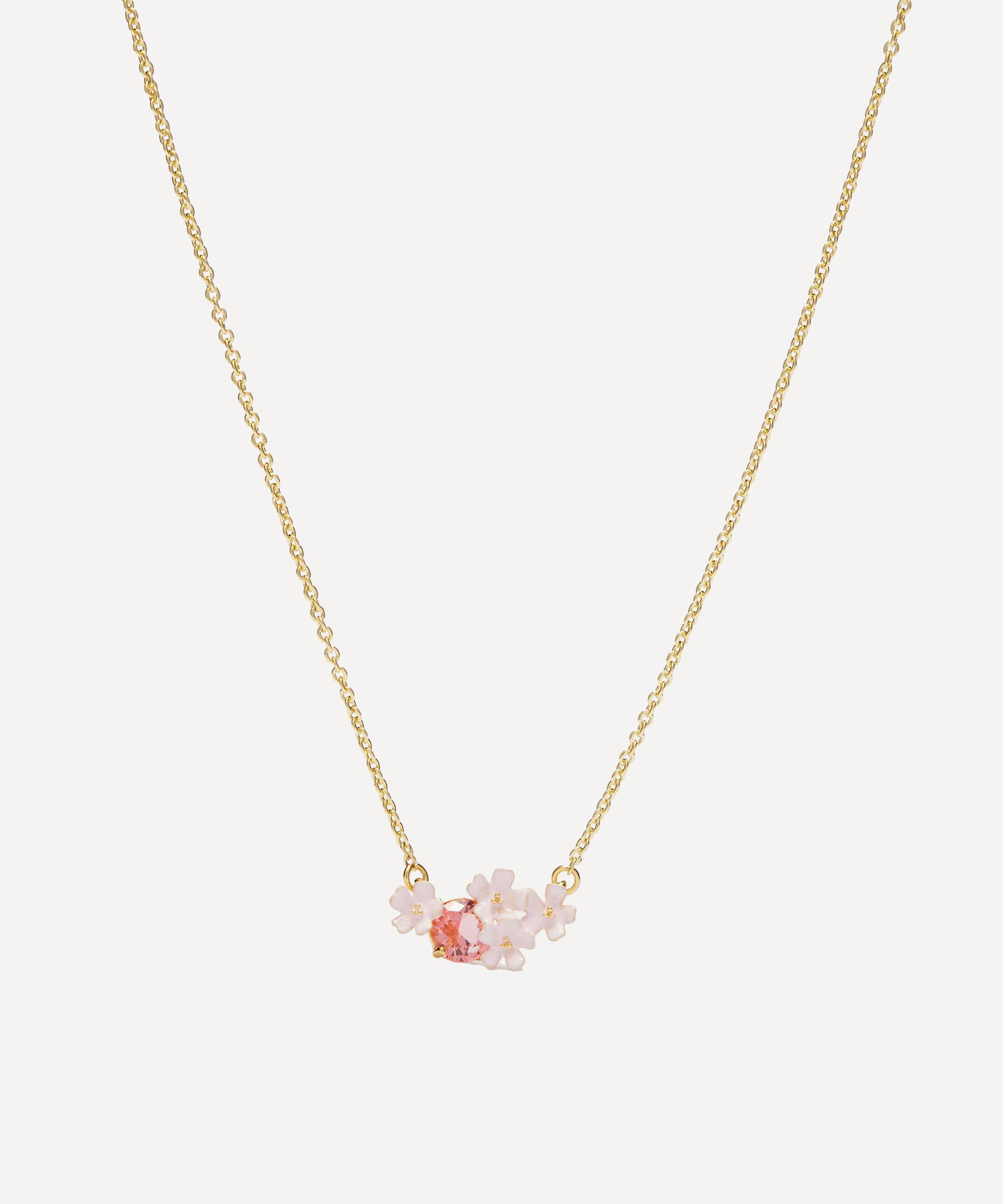Les N&eacute;r&eacute;ides - Gold-Tone Verbena Flower and Round Stone Statement Necklace image number 0