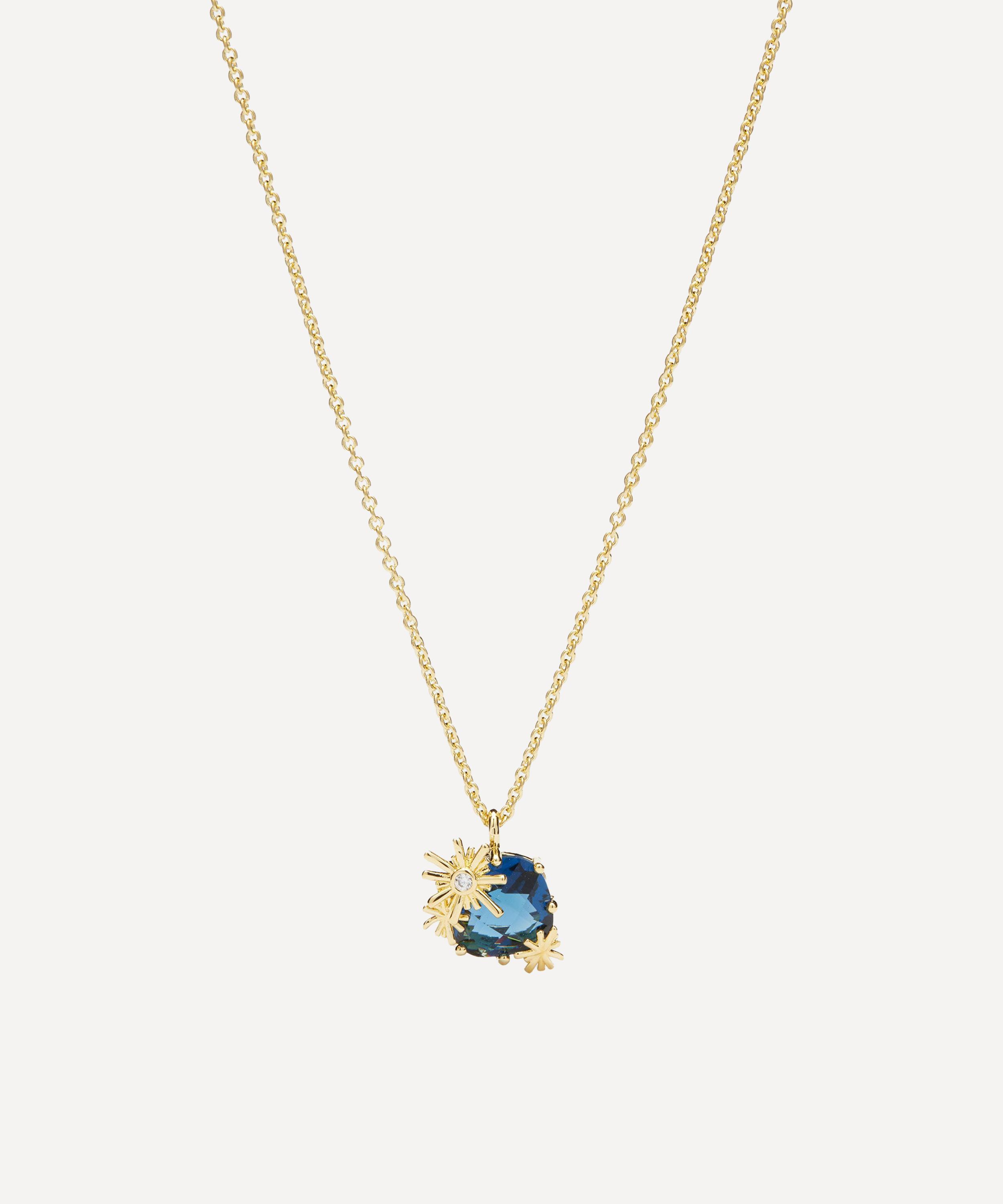 Les N&eacute;r&eacute;ides - Gold-Tone Gold Stars and Square Stone Pendant Necklace image number 0