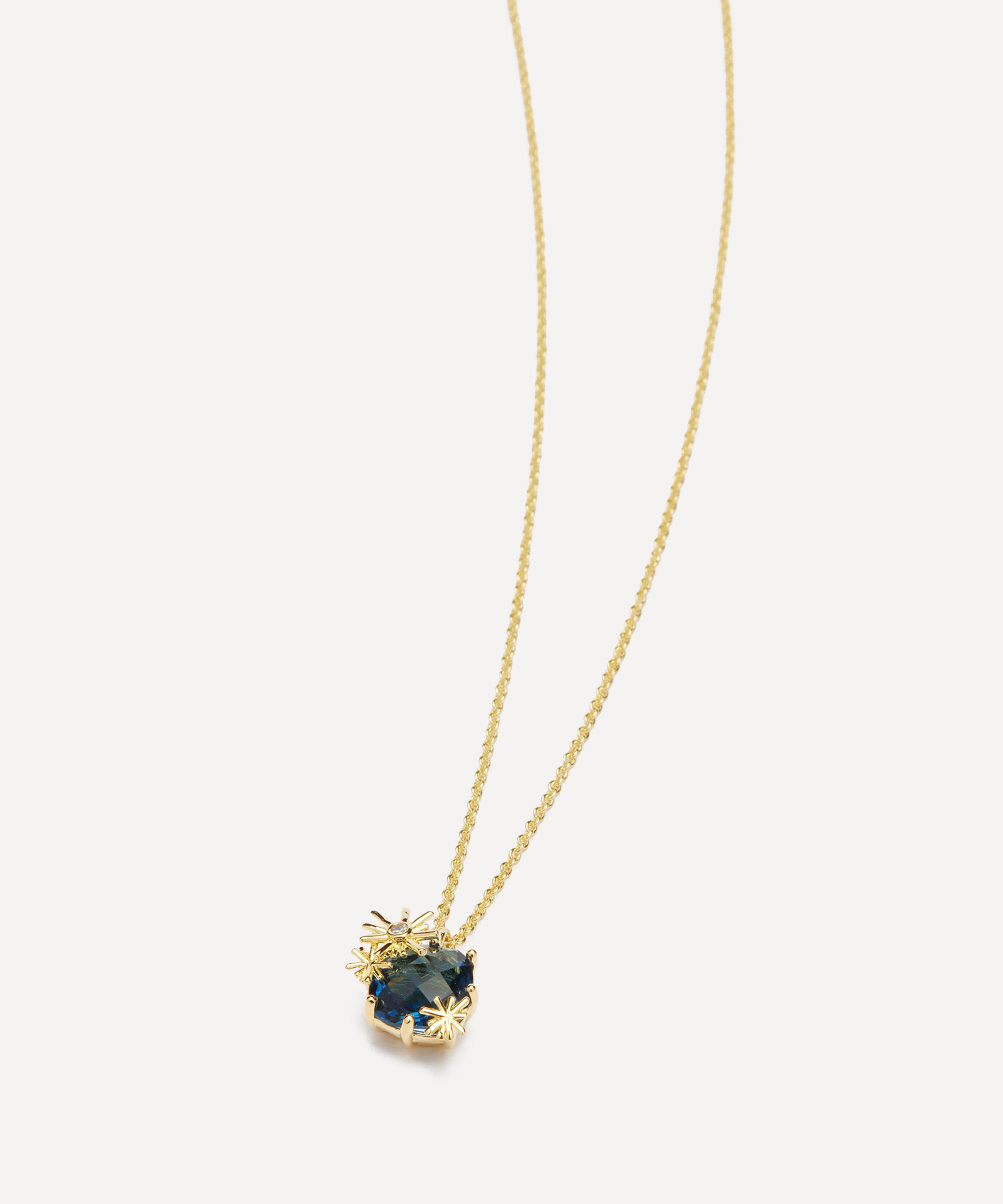 Les N&eacute;r&eacute;ides - Gold-Tone Gold Stars and Square Stone Pendant Necklace image number 1
