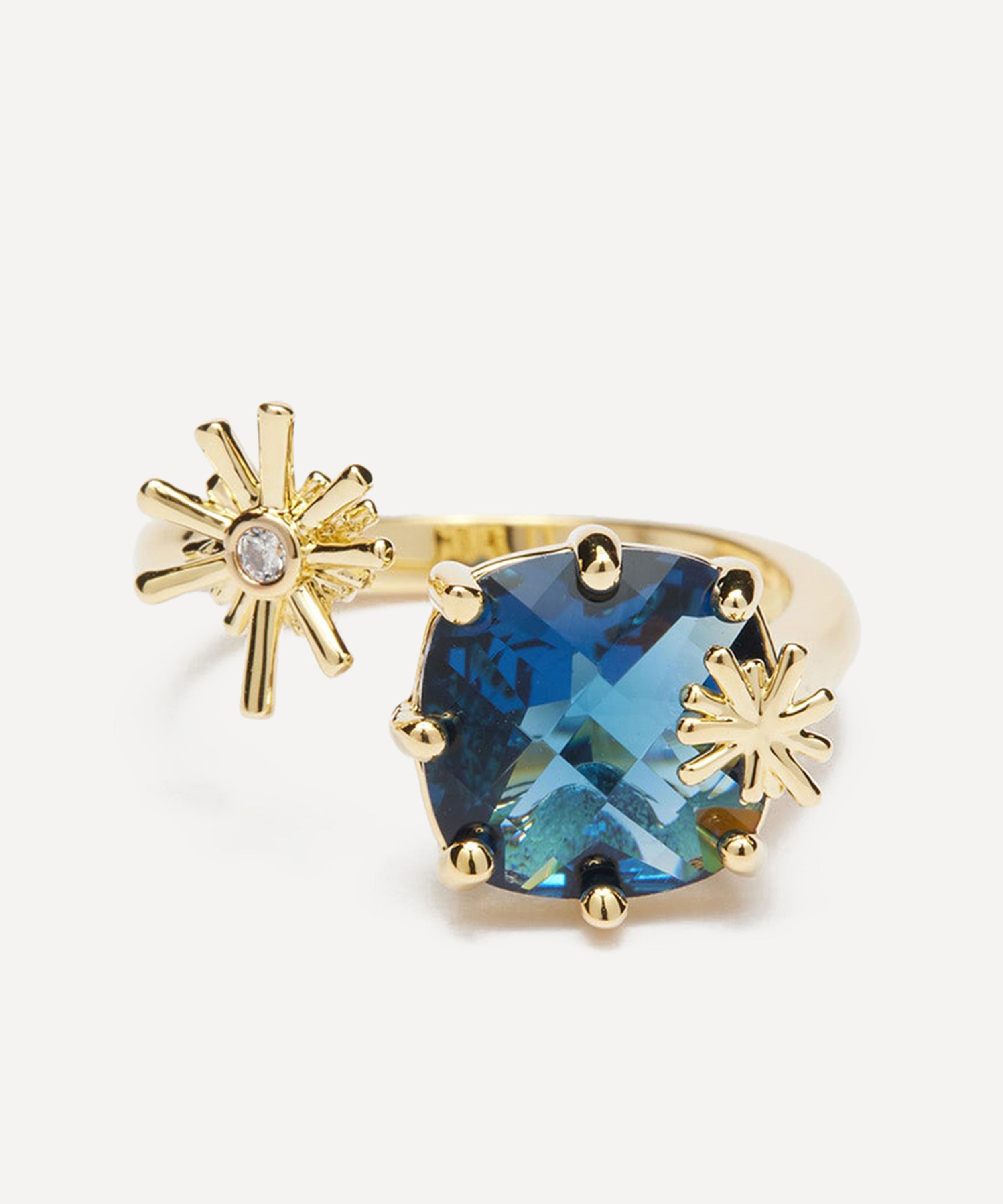 Les N&eacute;r&eacute;ides - Gold-Tone Gold Stars and Square Stone Adjustable You and Me Ring image number 0