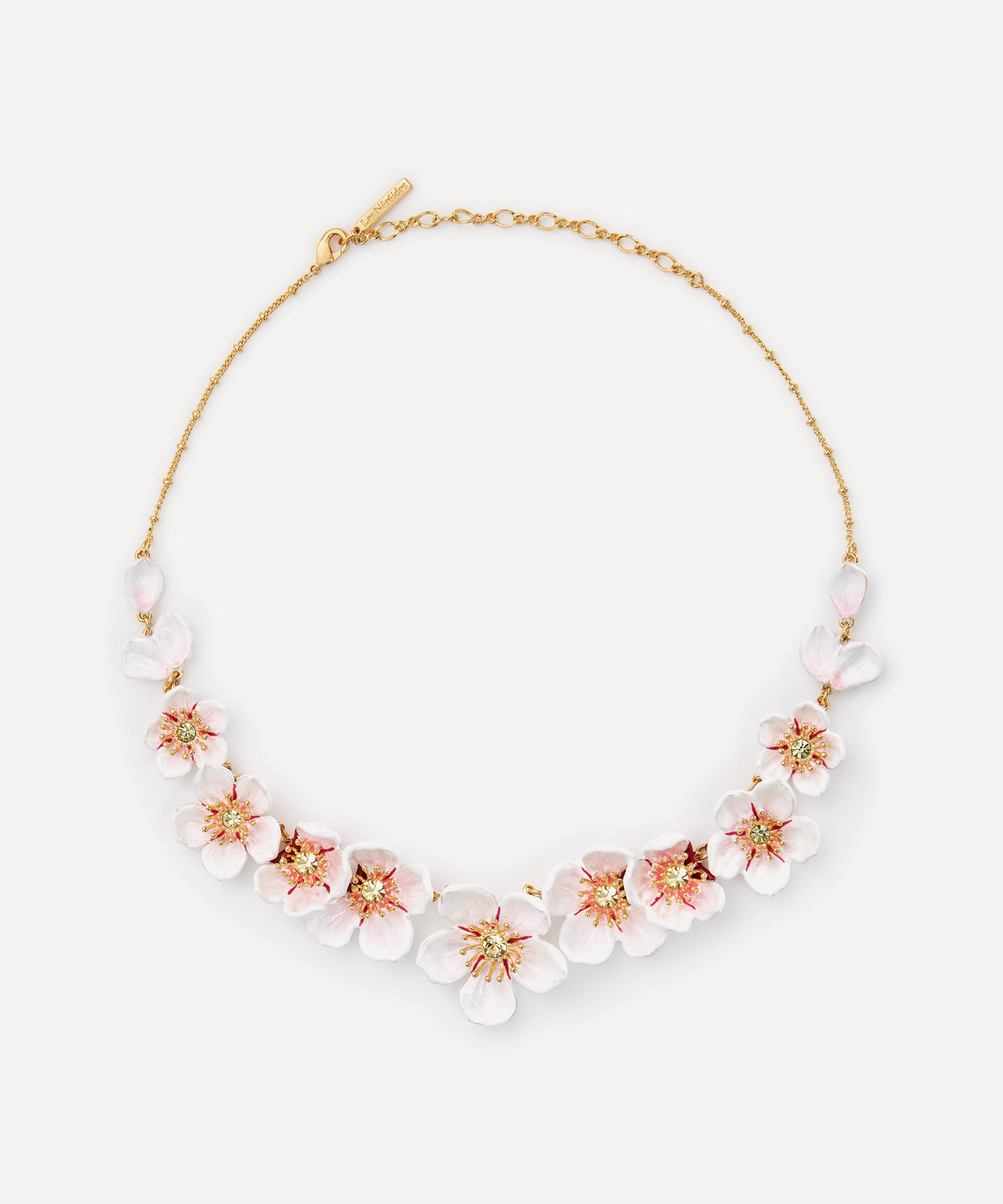 Les N&eacute;r&eacute;ides - Gold-Tone White Cherry Blossom Statement Necklace image number 0