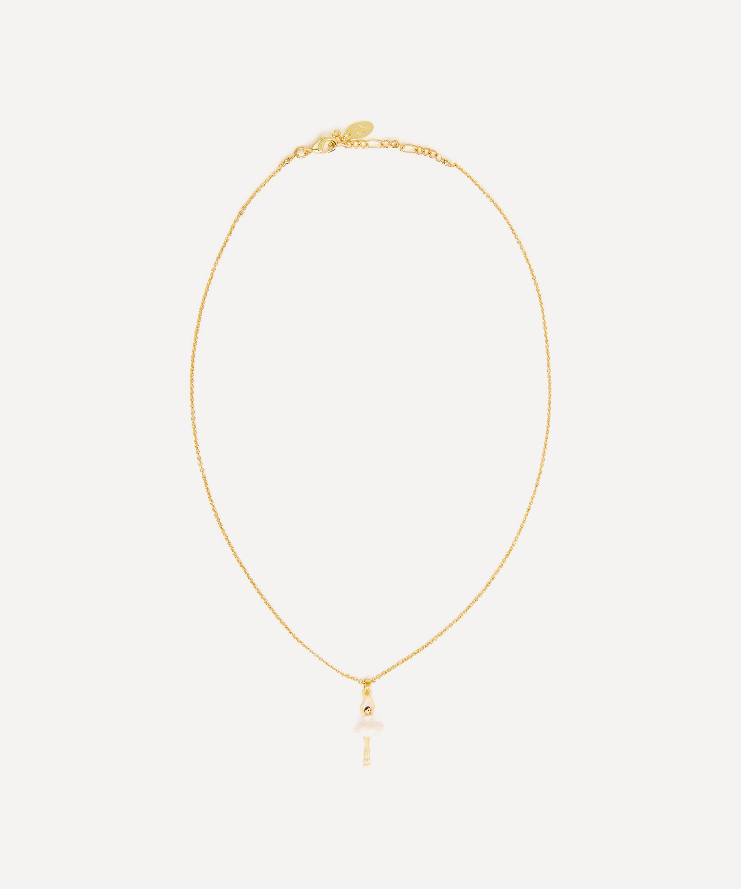 Les N&eacute;r&eacute;ides - Gold-Tone White Tutu Mini Ballerina Pendant Necklace image number 0