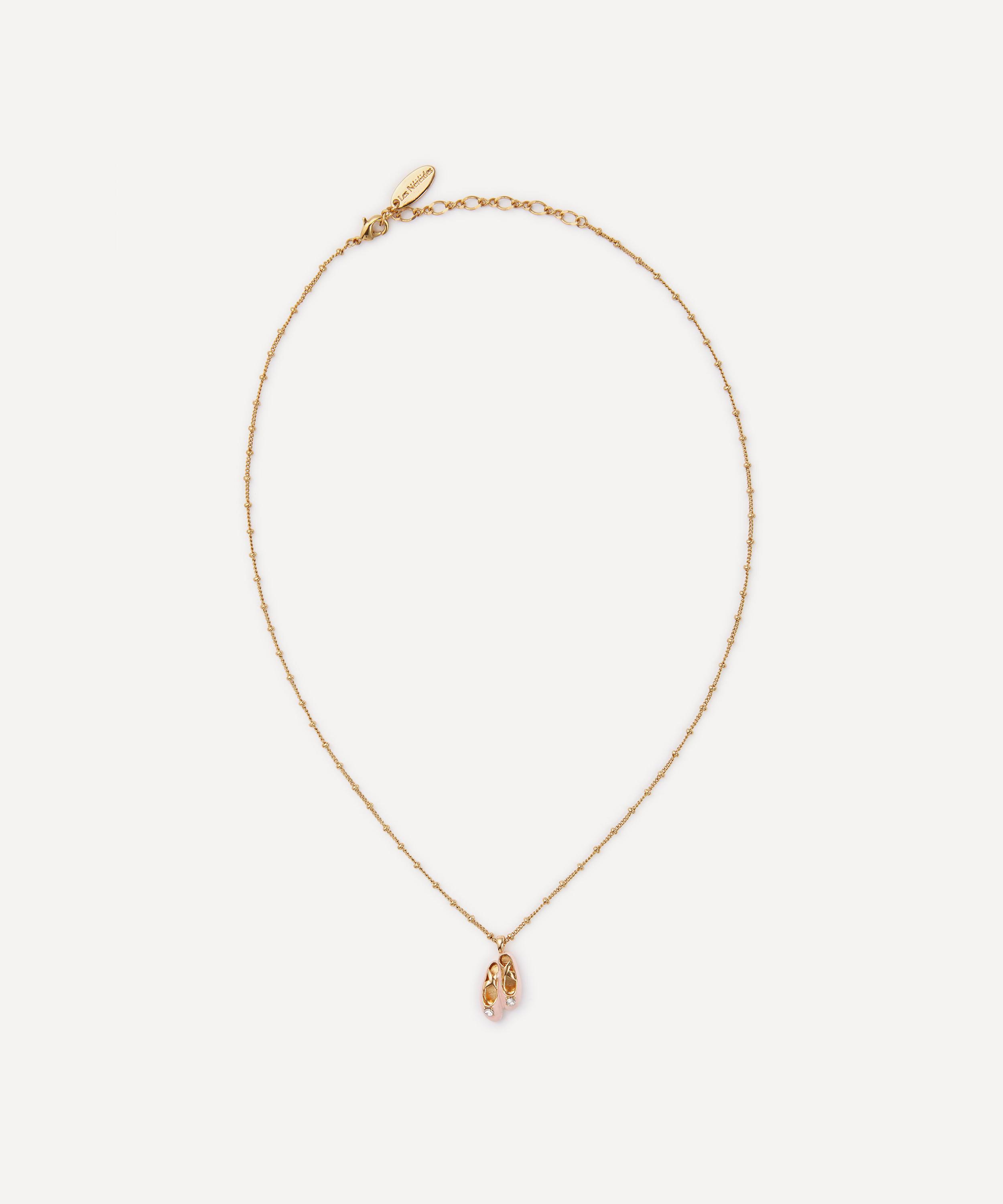 Les N&eacute;r&eacute;ides - Gold-Tone Pink Ballet Slipper Pendant Necklace image number 0