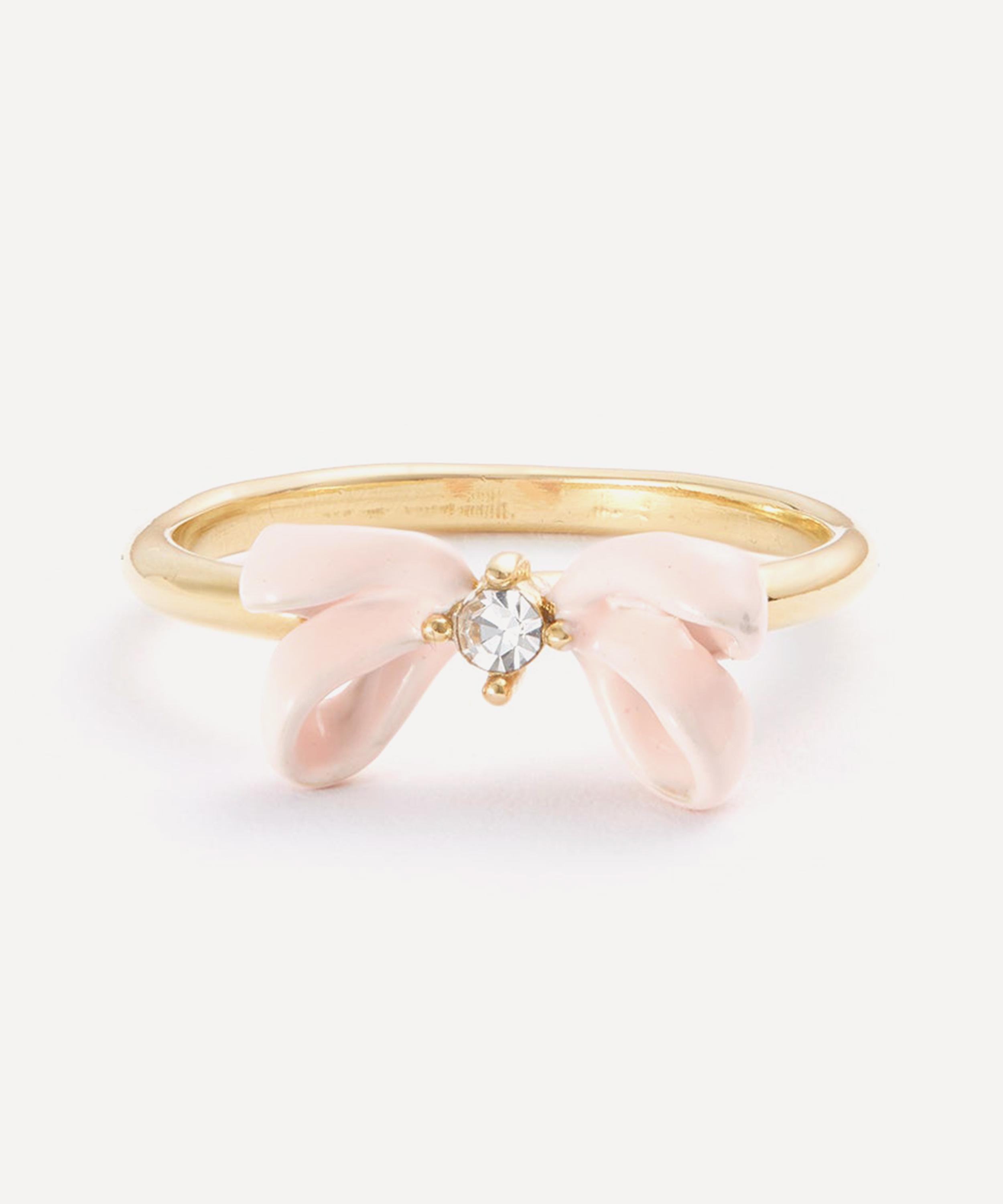 Les N&eacute;r&eacute;ides - Gold-Tone Pink Ribbon and Crystal Adjustable Ring image number 0