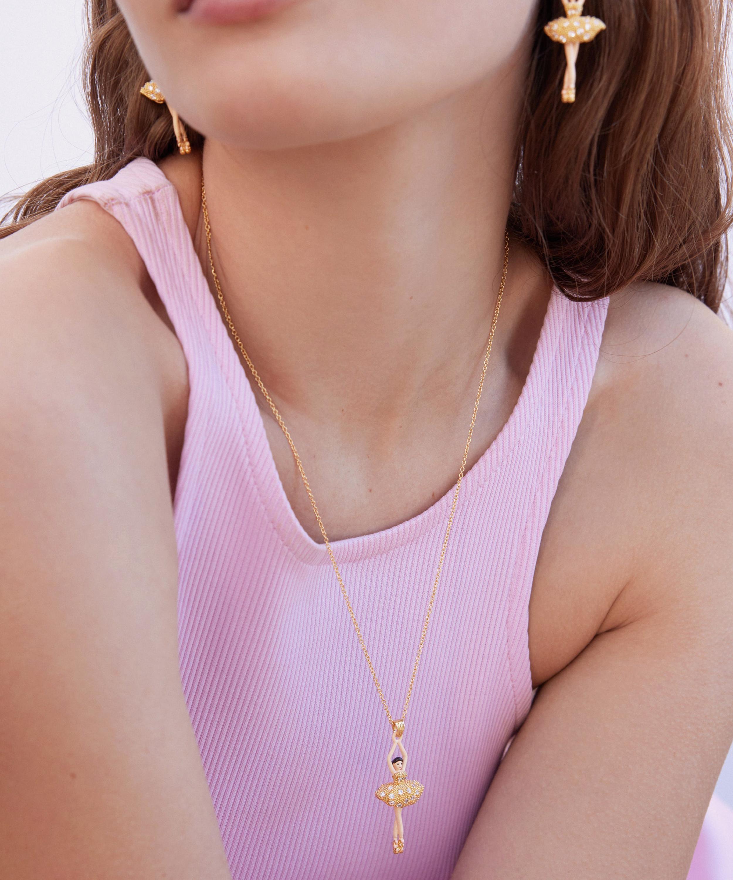 Les N&eacute;r&eacute;ides - Gold-Tone Gold Ballerina and Crystal Pendant Necklace image number 2