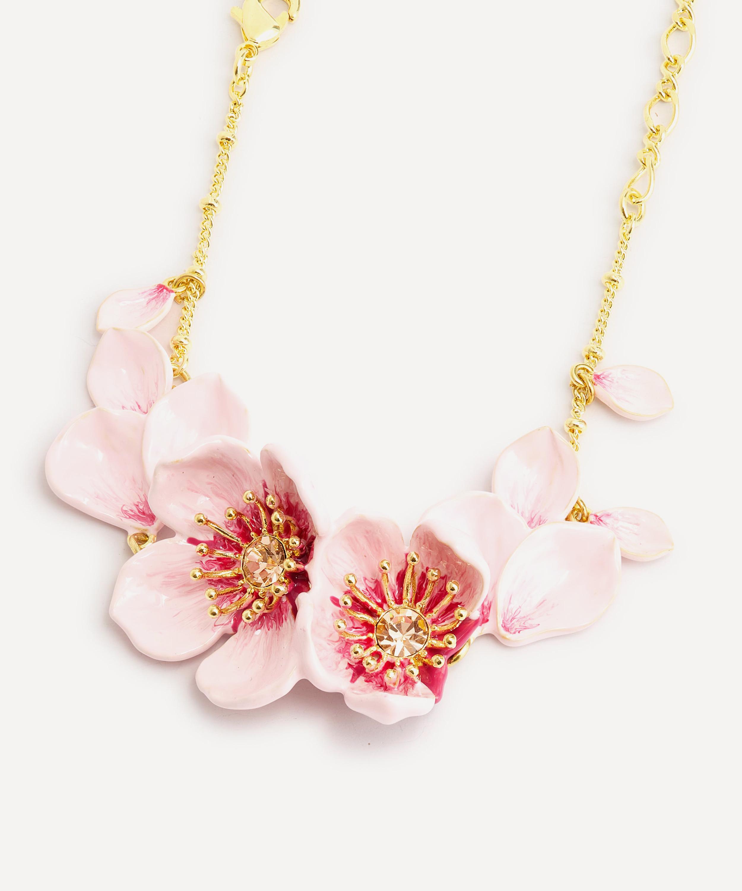 Les N&eacute;r&eacute;ides - Gold-Tone Pink Cherry Blossom Bracelet image number 1