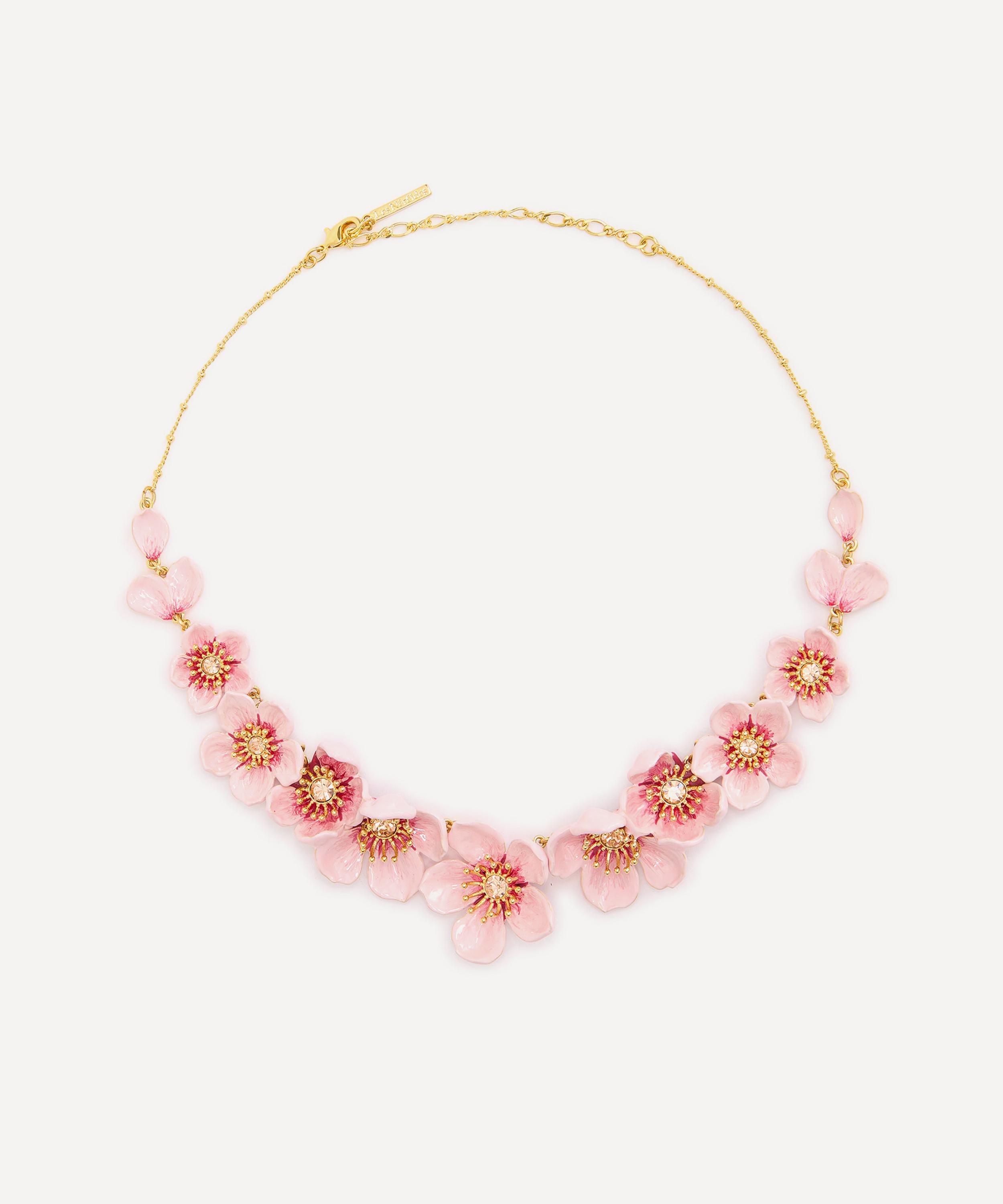 Les N&eacute;r&eacute;ides - Gold-Tone Pink Cherry Blossom Statement Necklace image number 0